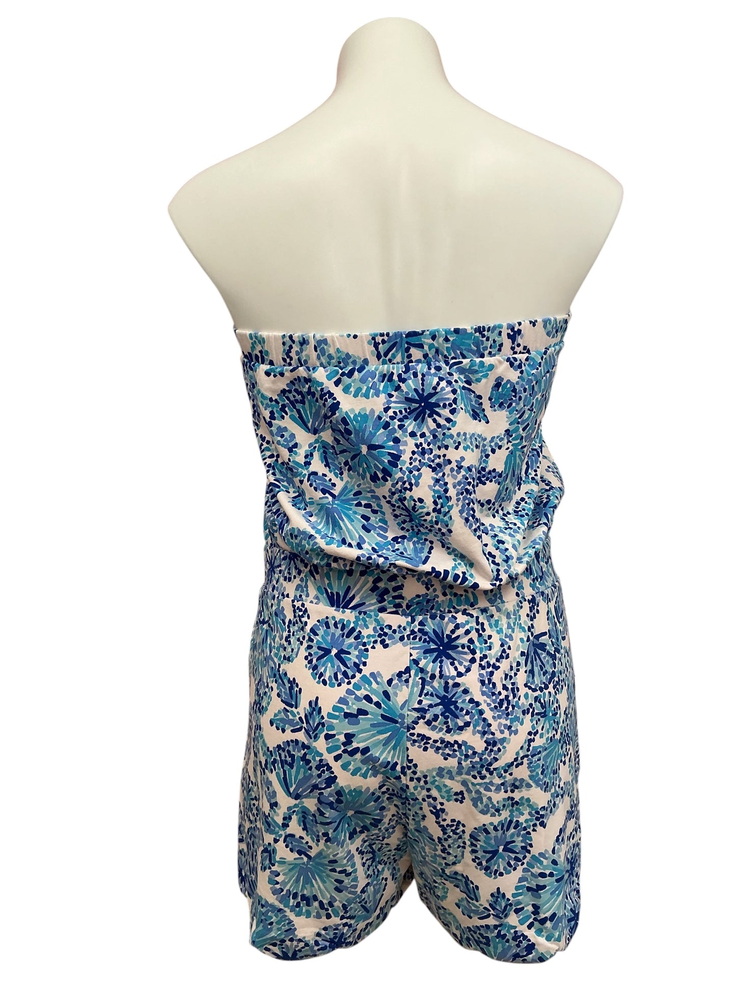 Lilly Pulitzer Jace Strapless Romper Turquoise Oasis Shell Me You Love Me - Size XL
