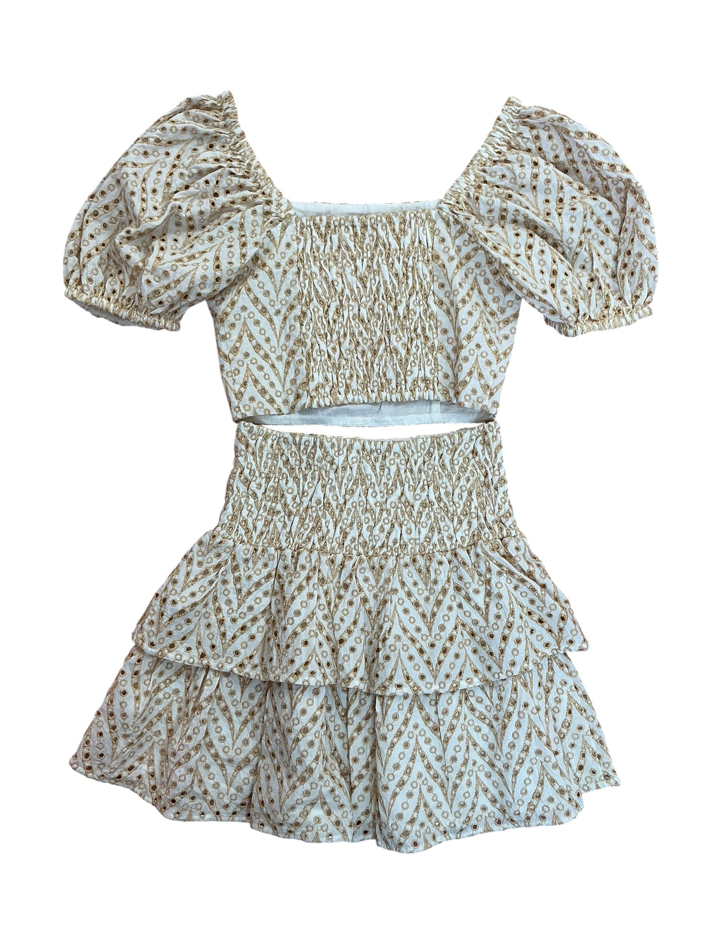 Lilly Pulitzer NWT Yara Eyelet 2PC Set Sand Bar Mermaid Tail Metallic - Size 00