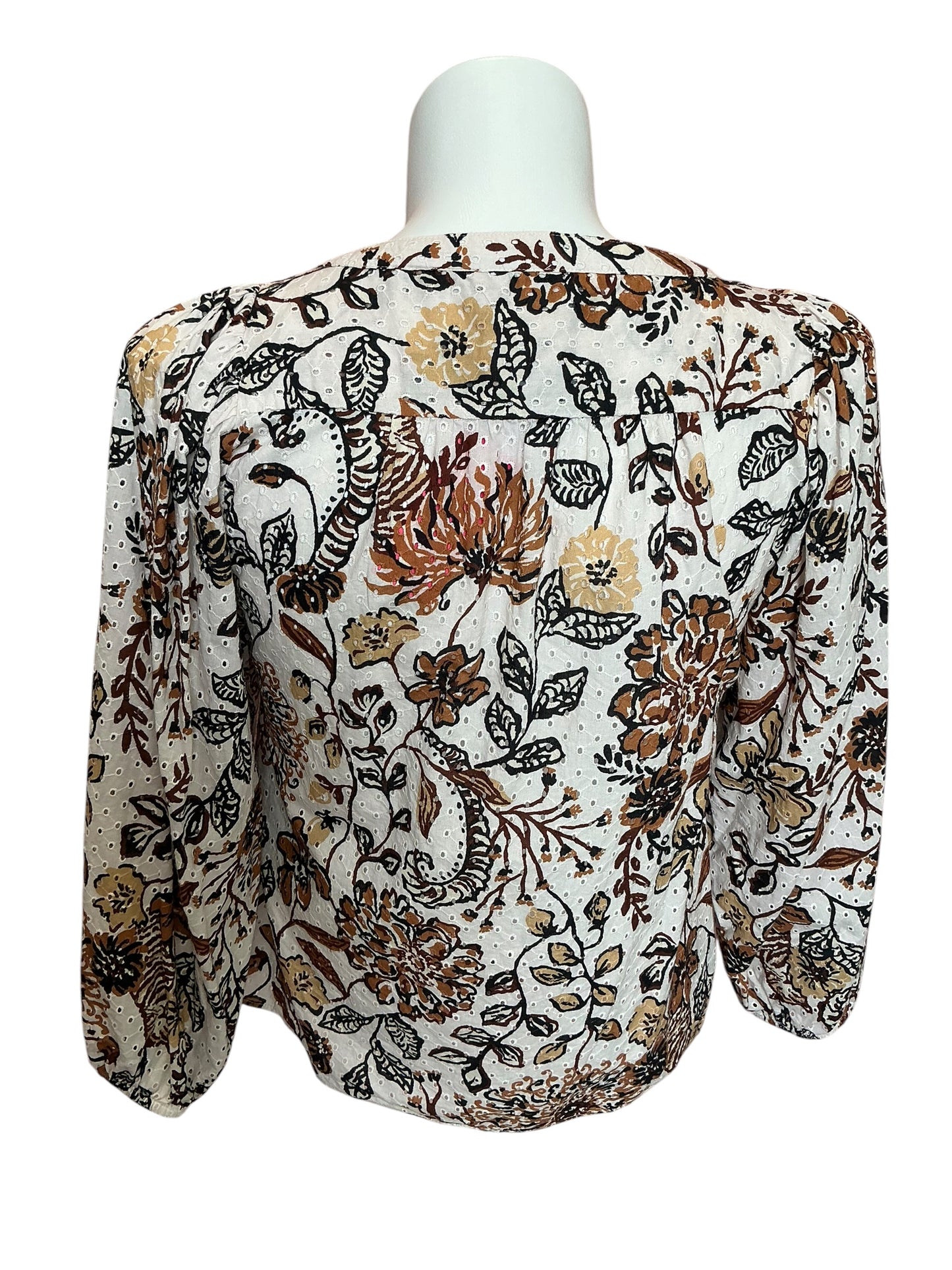 Lilly Pulitzer Haida Eyelet Top Coconut Take Meowt - Size S