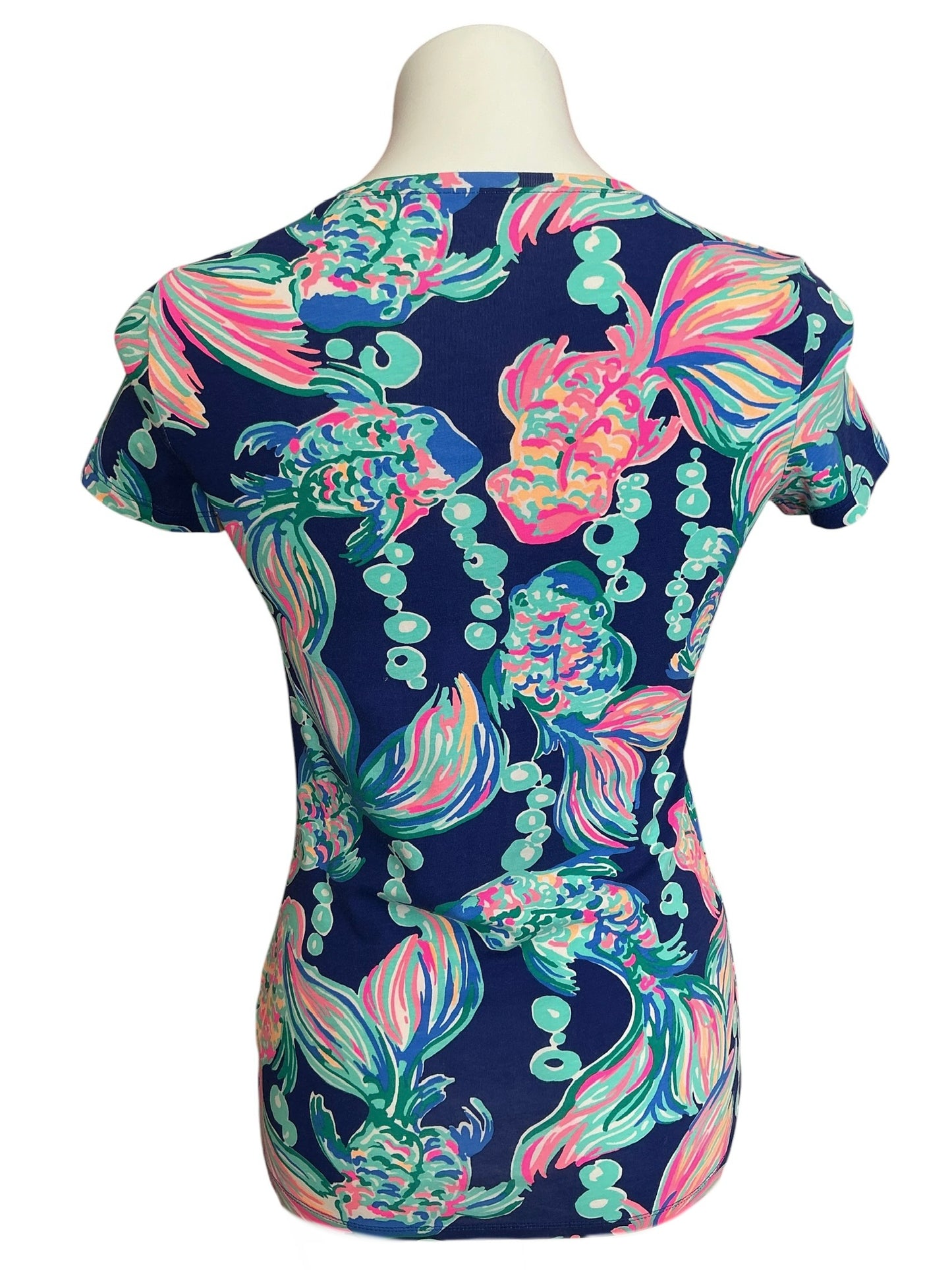 Lilly Pulitzer Michele V Neck Top True Navy Going Coastal - Size XS