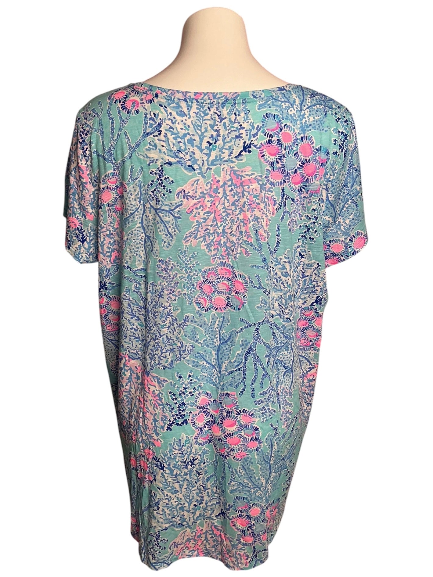 Lilly Pulitzer Etta Scoop Neck Top Blue Ibiza Now You Sea Me - Size XXL