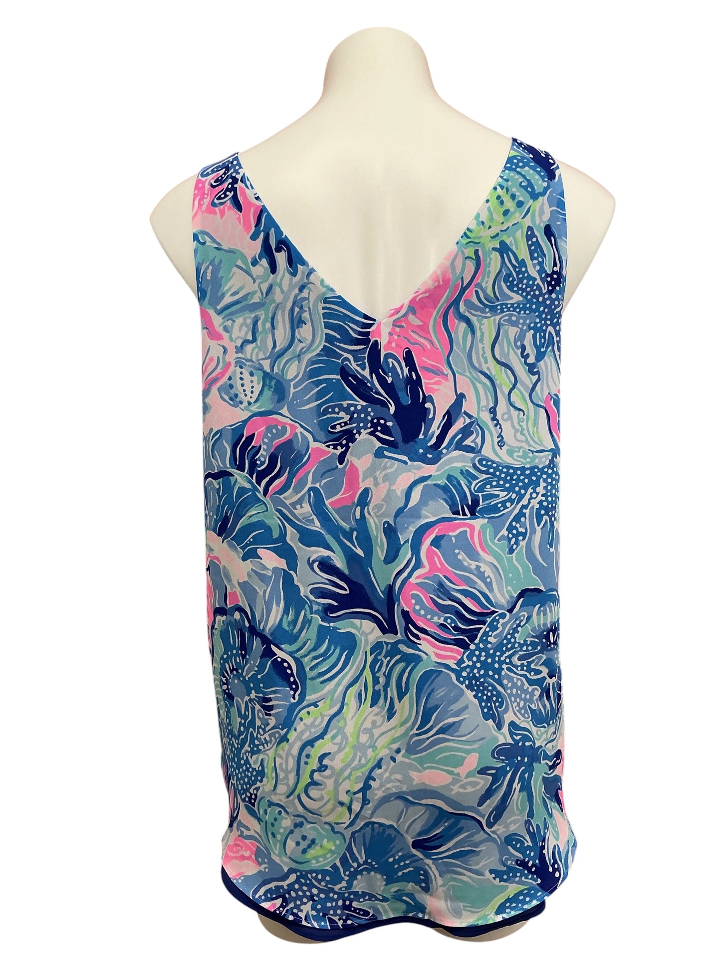 Lilly Pulitzer Florin Reversible Tank Top Saltwater Blue Shade Seekers - Size L