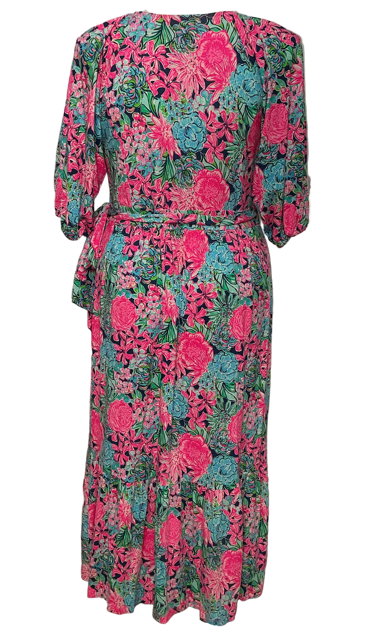 Lilly Pulitzer NWT - Brantley Midi Wrap Dress - Oyster Bay Navy Always Be Blooming - Size XL