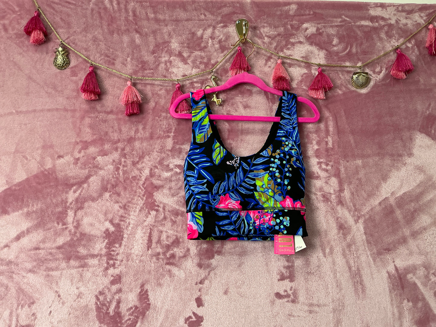 Lilly Pulitzer NWT San Remo Sports Bra Up Onyx Earned Stripes - Size XS