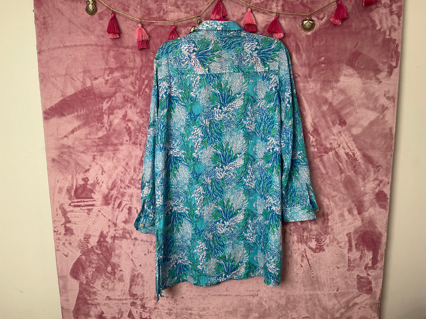 Lilly Pulitzer Coverup NWT - Seaview Coverup - Las Olas Aqua - Strong Current Sea - Size L