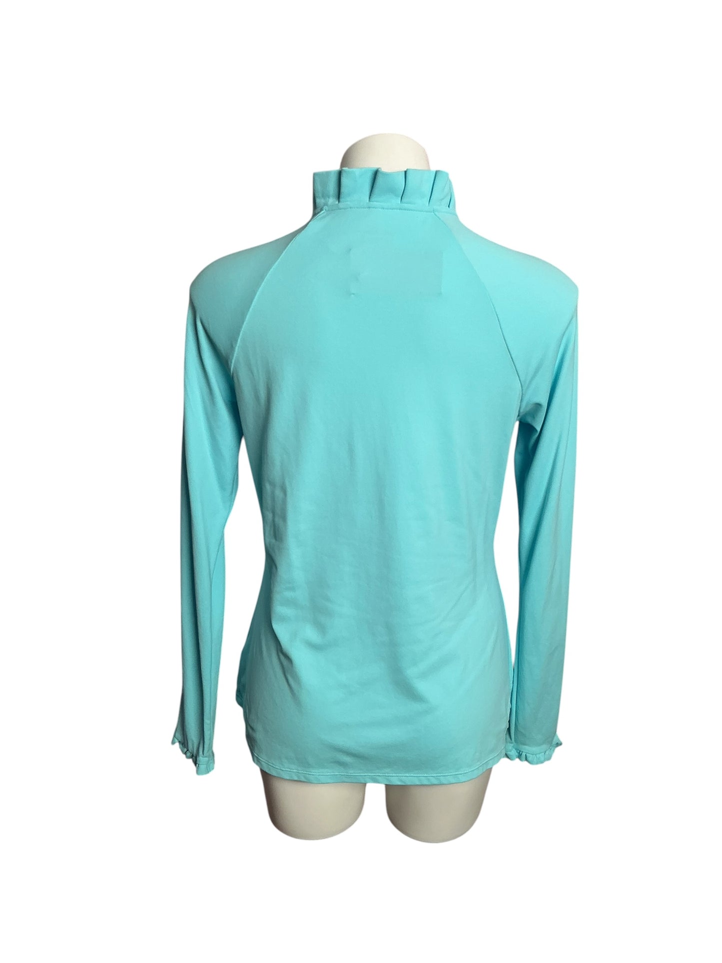 Lilly Pulitzer UPF 50+ Luxletic Hutton Ruffle Long Sleeve Polo Light Blue - Size M
