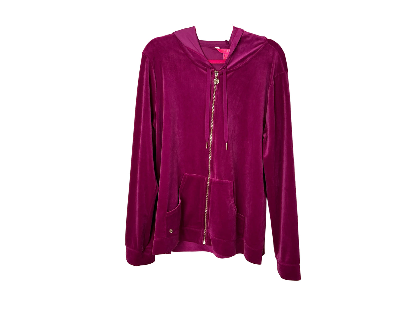 Lilly Pulitzer Sweater NWT - Larina Velour Zip Up Hoodie - Bordeaux Berry - Size XXL