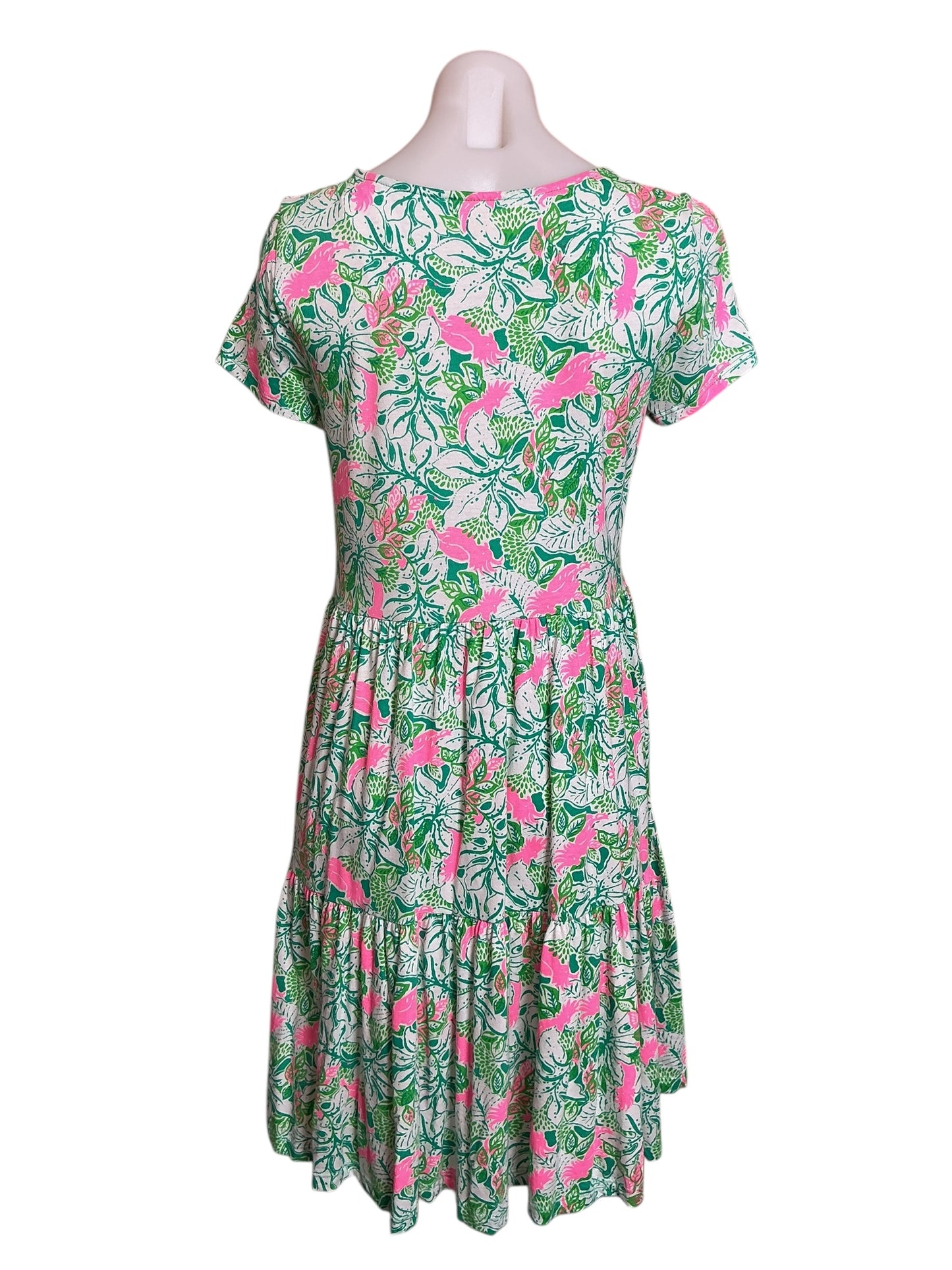 Lilly Pulitzer Geanna Short Sleeve Dr - Botanical Green Just Wing It - Size S