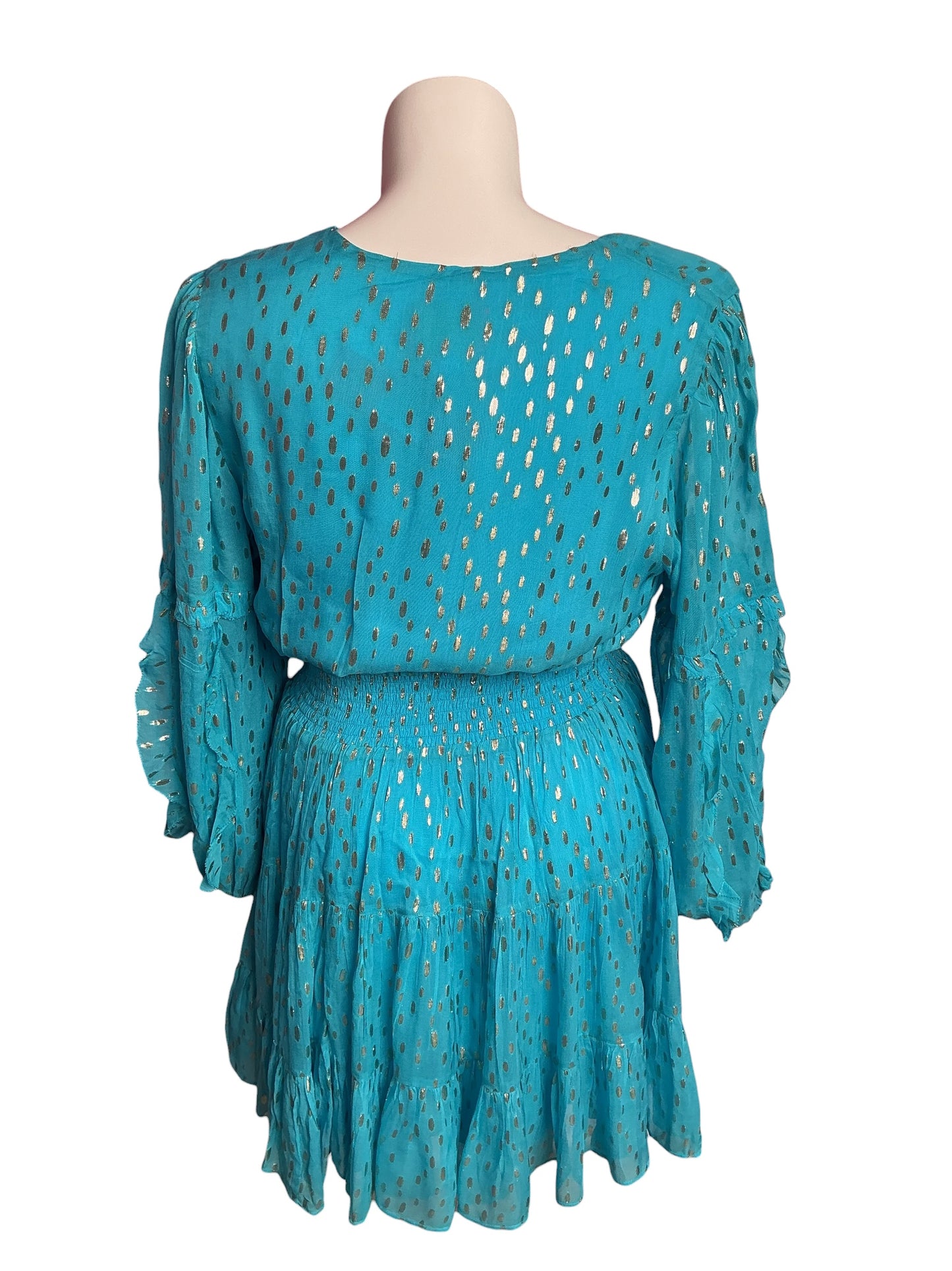 Lilly Pulitzer- NWT Heline Dress Turquoise Oasis Viscose Metallic Dobby Size 16