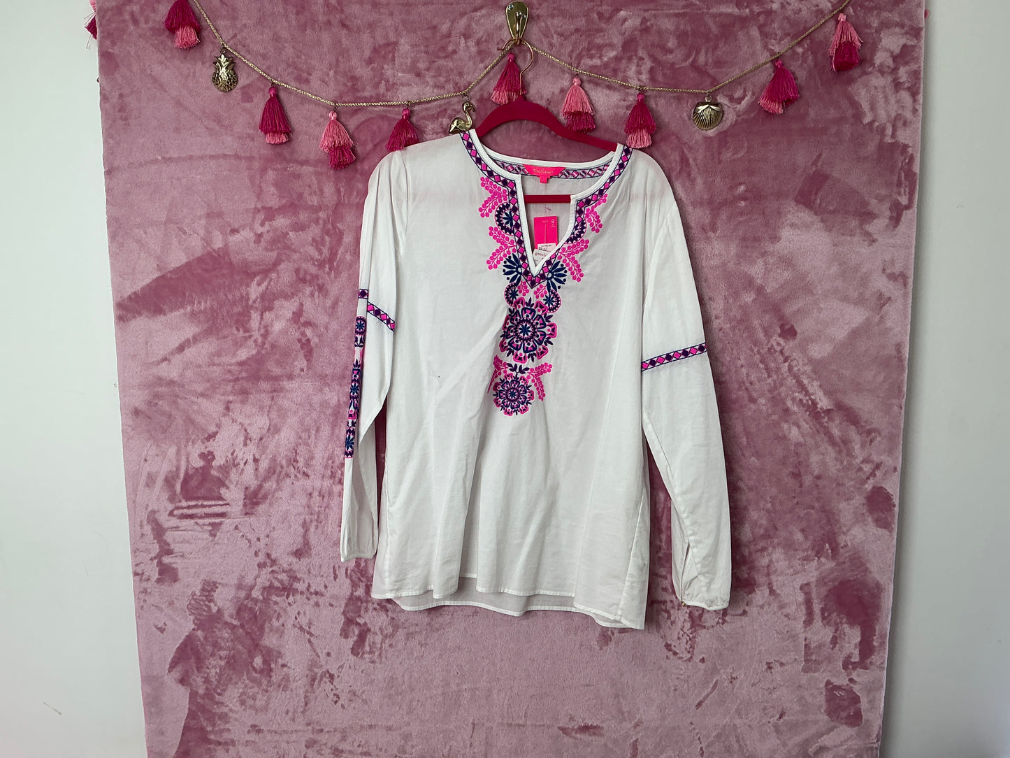 Lilly Pulitzer Long Sleeve Top NWT - Coretta Tunic - Resort White - Size L