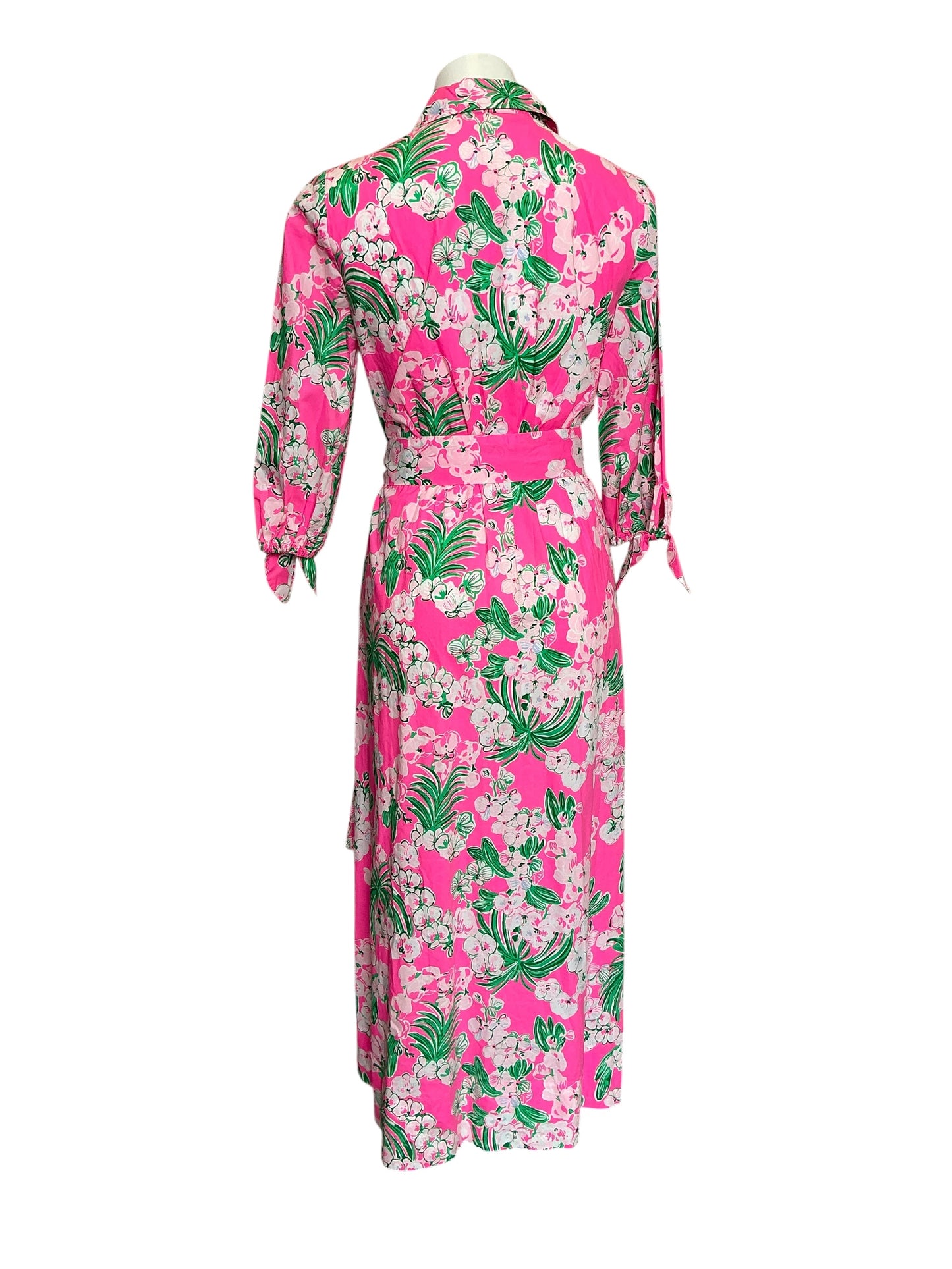 Lilly Pulitzer NWT Amrita 3/4 Sleeve Cotton Shirt Dress Roxie Pink Worth A Look - Size 6
