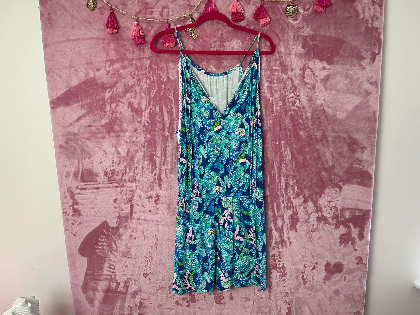 Lilly Pulitzer Gianni Skort Romper - Corsica Blue Turtle Villa- Size L