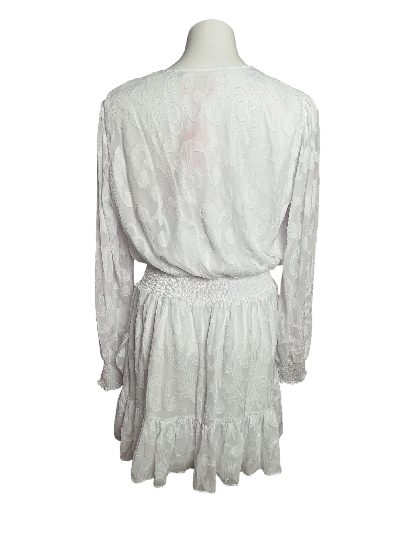 Lilly Pulitzer NWT Cristiana Long Sleeve Dress Resort White Poly Crepe Swirl Clip - Size 16