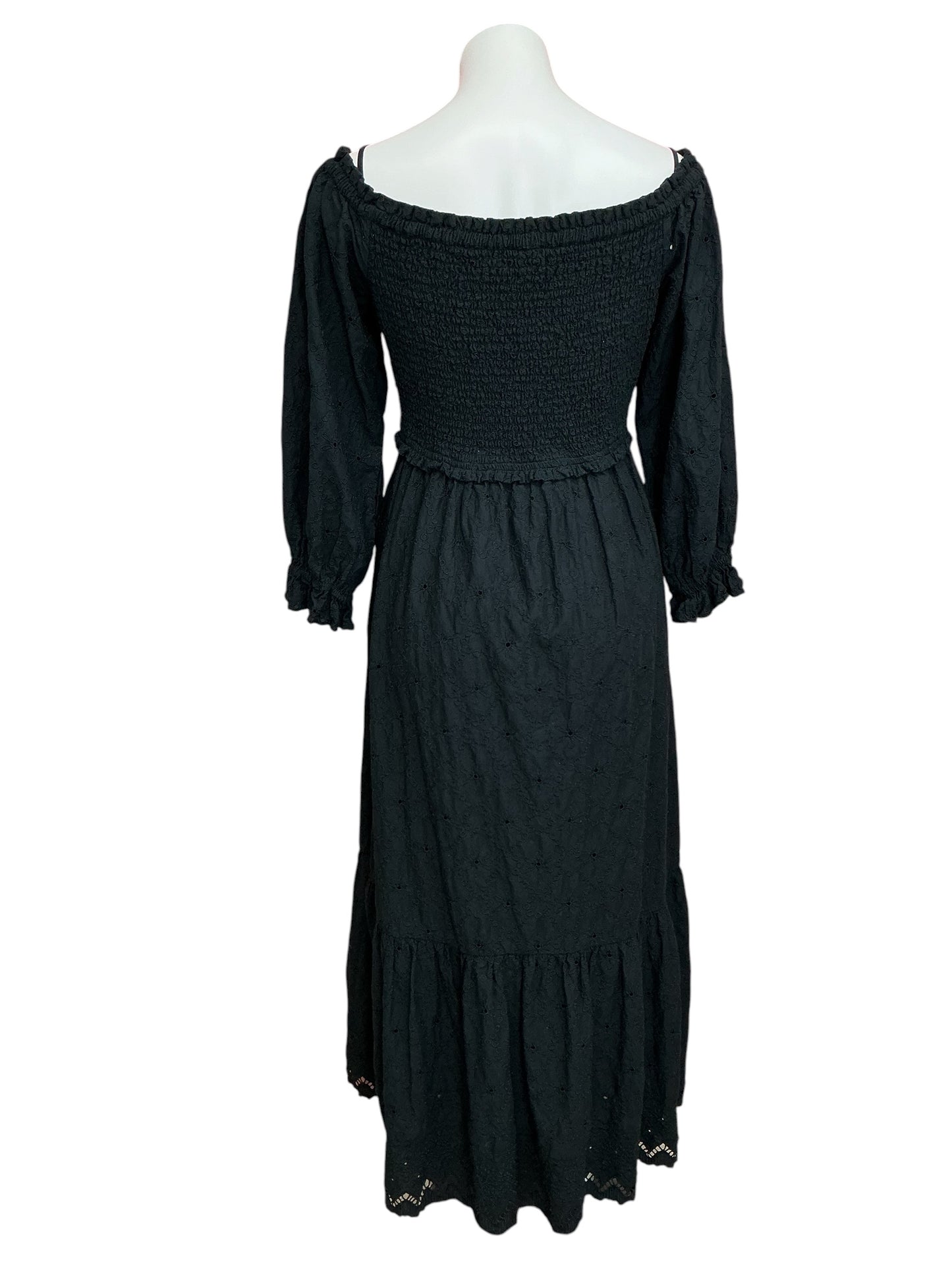 Lilly Pulitzer Arlynn Off The Shoulder Maxi Dress Onyx Boho Bash Eyelet - Size L