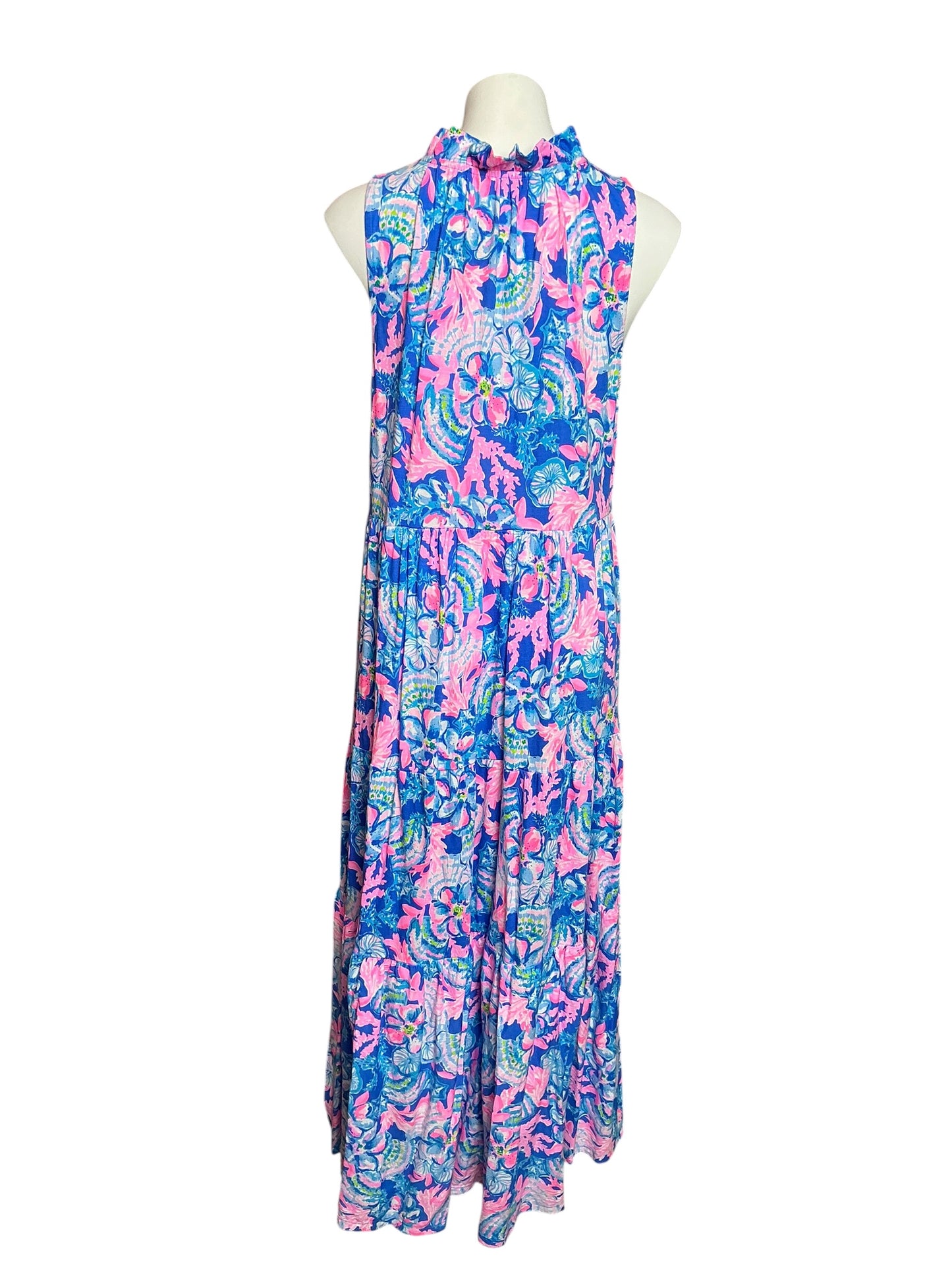 Lilly Pulitzer Malone Maxi Dress Blue Haven Little Flamenco - Size L
