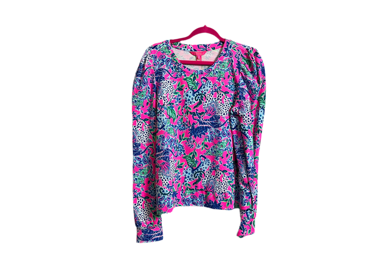 Lilly Pulitzer NWT Jansen Sweatshirt Plumeria Pink Untamed Hearts - Size L