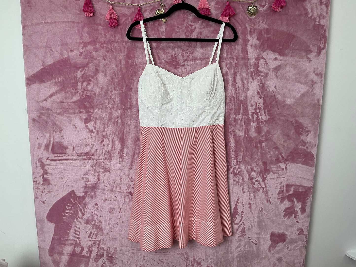 Lilly Pulitzer Dress NWT - Winslow Eyelet Stripe - Mizner Red - Seaside Stripe - Size 10