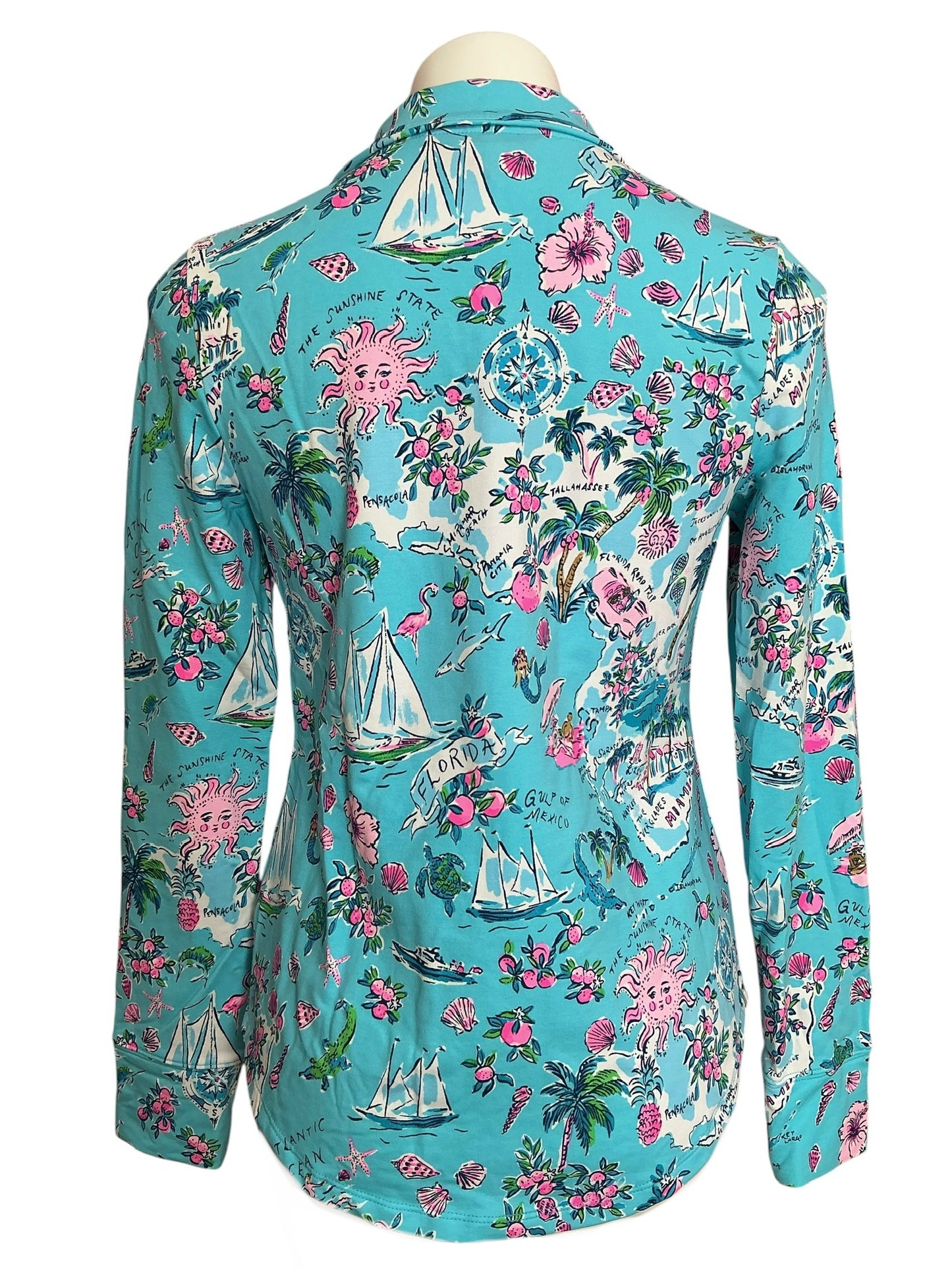 Lilly Pulitzer Leona Zip Up Jacket Amalfi Blue Lilly’s Road Trip - Size XS