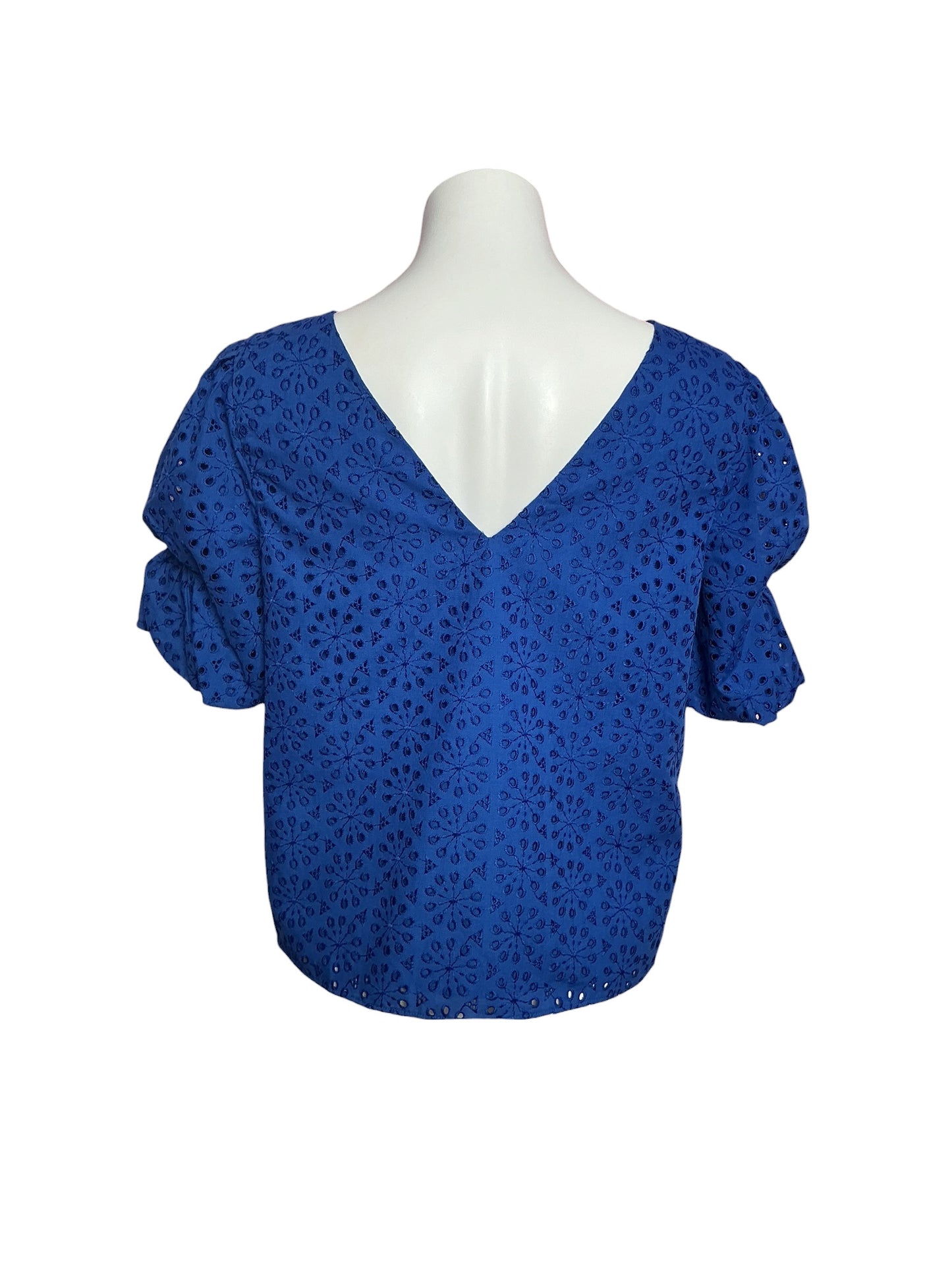 Lilly Pulitzer Shaila Top Baha Blue Neon Sunburst Eyelet - Size M