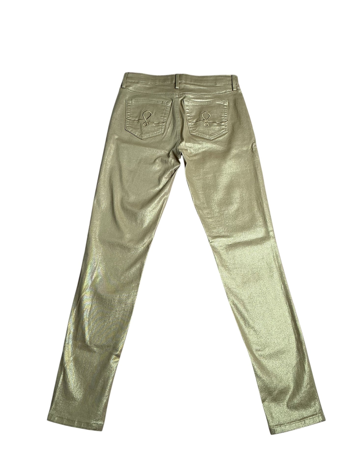 Lilly Pulitzer- Eagan Shimmer Denim Skinny Jeans Gold Metallic Size 0