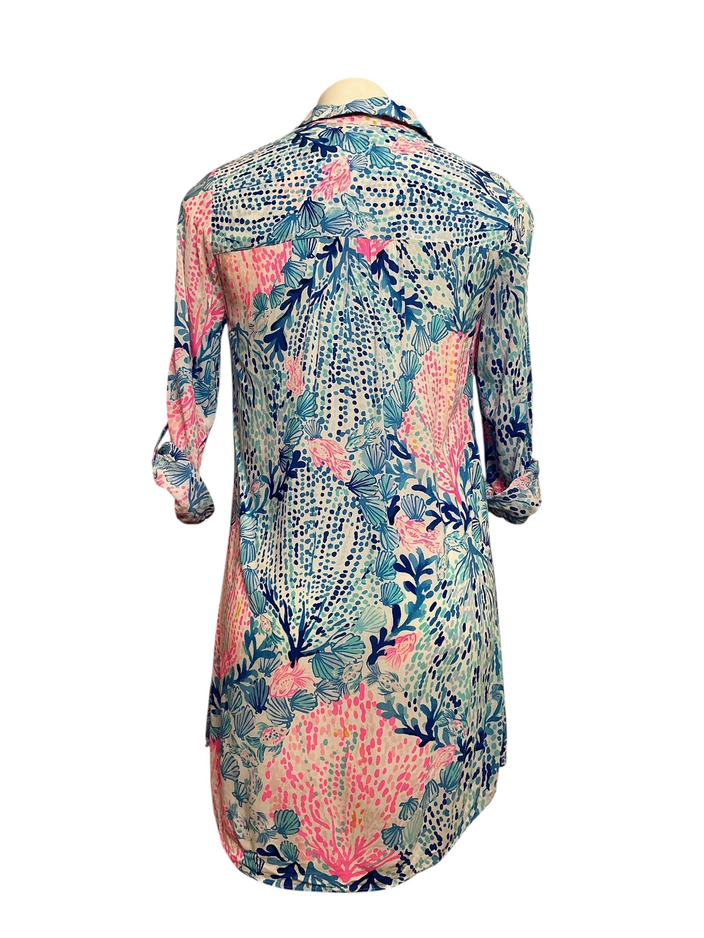 Lilly Pulitzer Natalie Cover-Up Shirtdress Resort White, Sway With Me Size XS