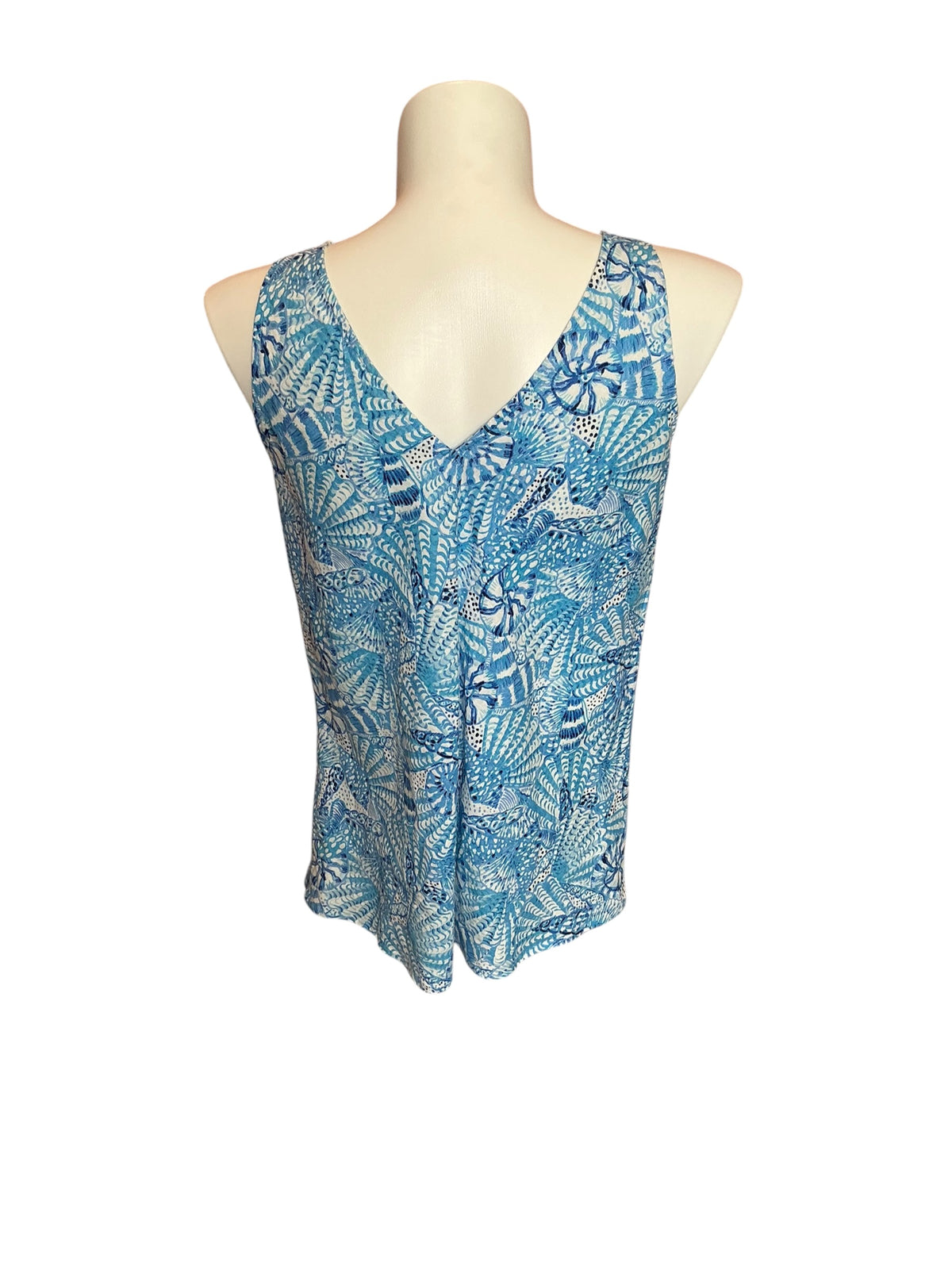Lilly Pulitzer Florin Sleeveless Linen Top Amalfi Blue By The Seashore - Size L