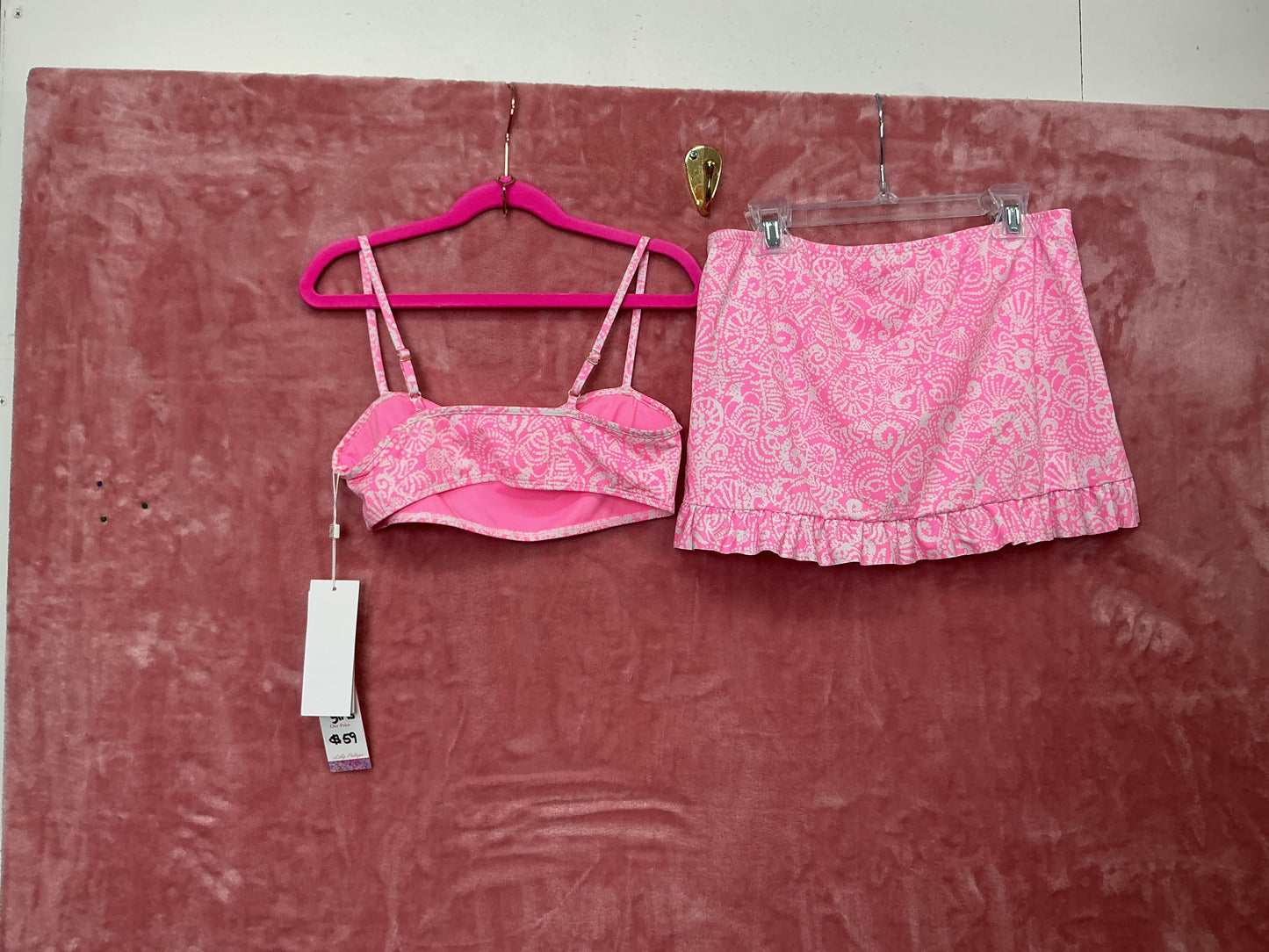 Lilly Pulitzer NWT Topher Bikini UPF+ Rousseau Pink Tidepool Treasures Swim - Size 14 Girls