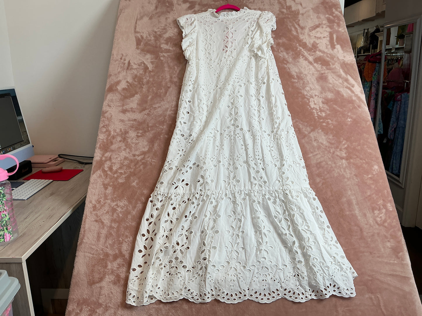 Lilly Pulitzer NWT Klaudie Ruffle Sleeve Eyelet Midi Dress