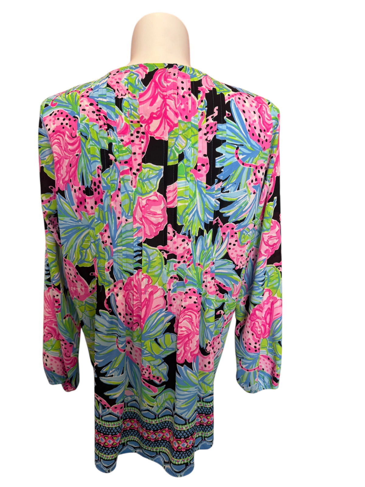 Lilly Pulitzer Marilina Long Sleeve Tunic Onyx Jaguar Jungle - Size XL