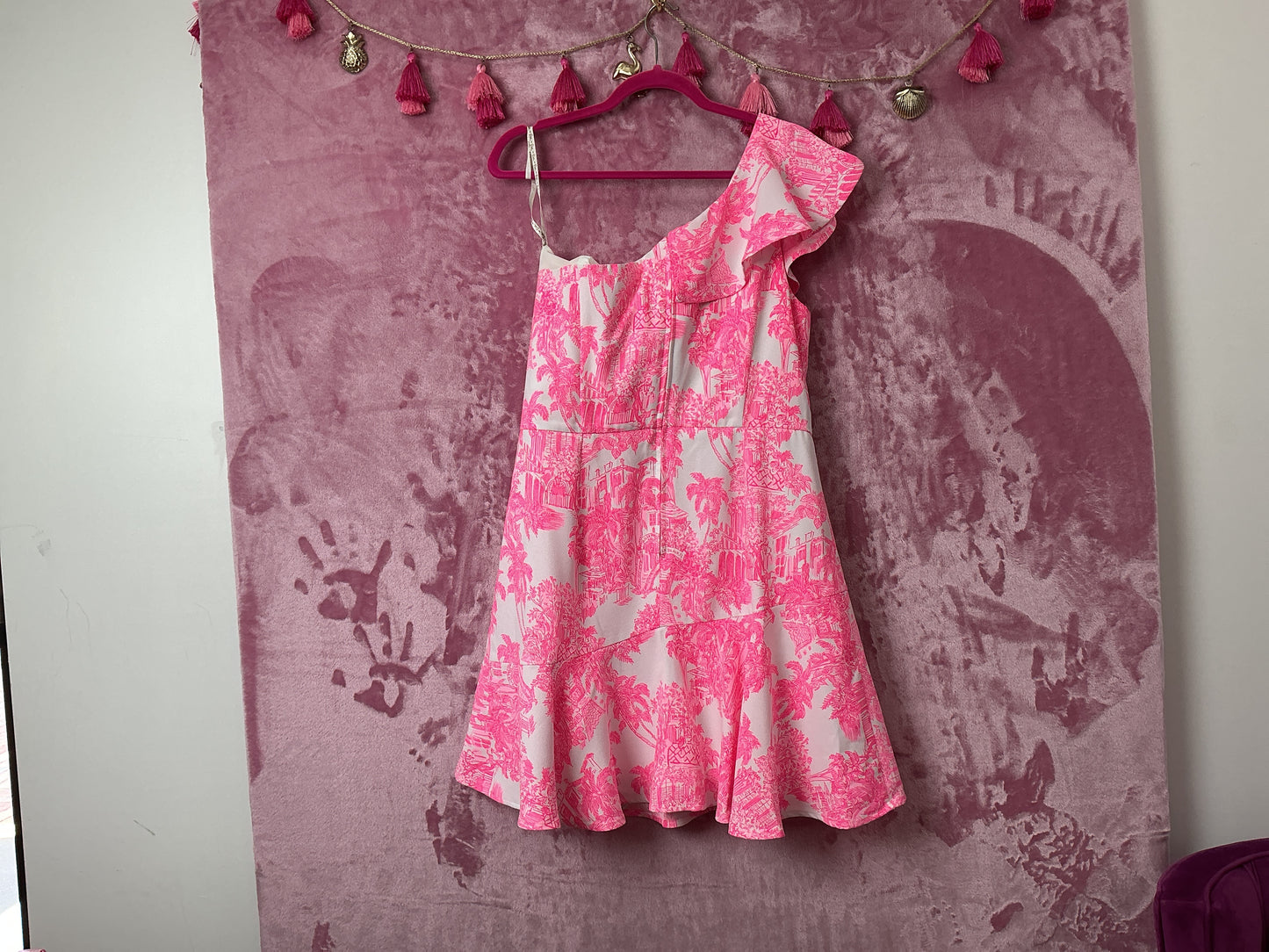 Lilly Pulitzer NWT Arlana One Shoulder Romper Resort White PB Anniversary Toile - Size 12