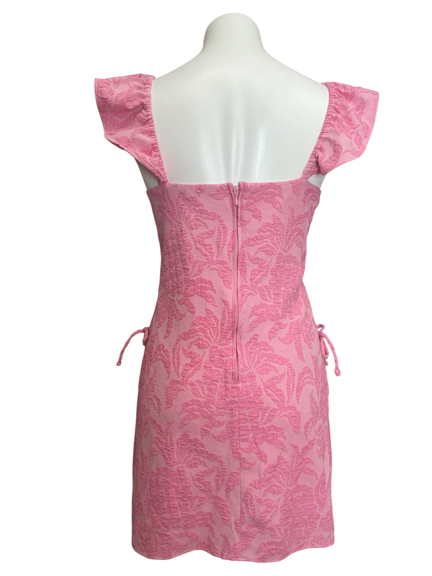 Lilly Pulitzer Zoya Ruffle Romper Pink Blossom Pineapple Pucker Jacquard - Size 12