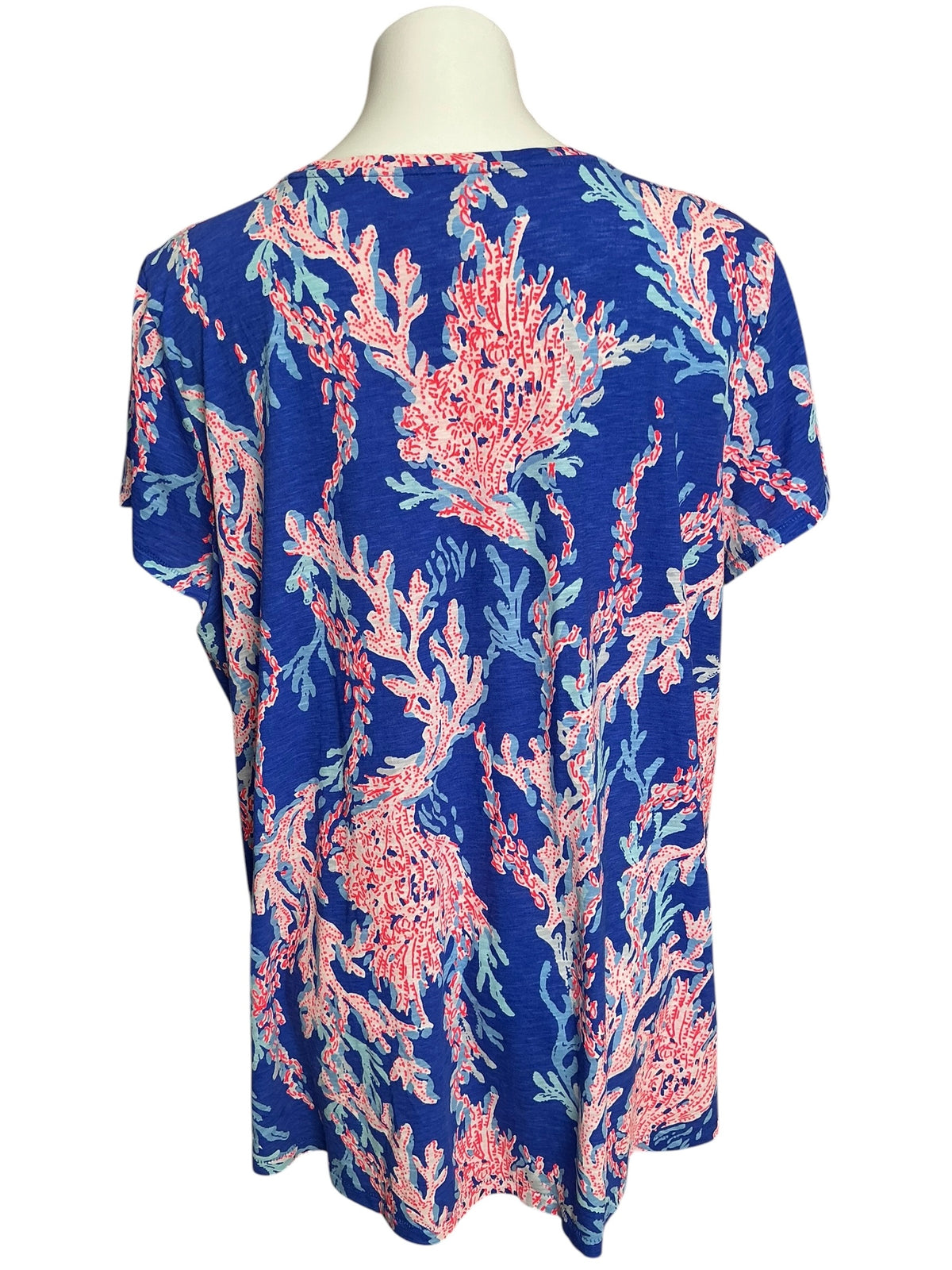 Lilly Pulitzer Etta V Neck Top Borealis Blue Swim On Over - Size XXL