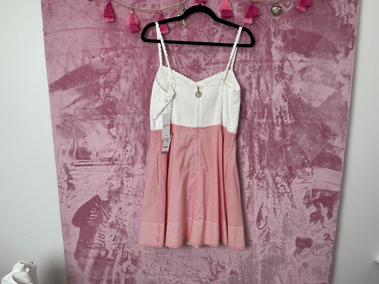 Lilly Pulitzer Dress NWT - Winslow Eyelet Stripe - Mizner Red - Seaside Stripe - Size 10