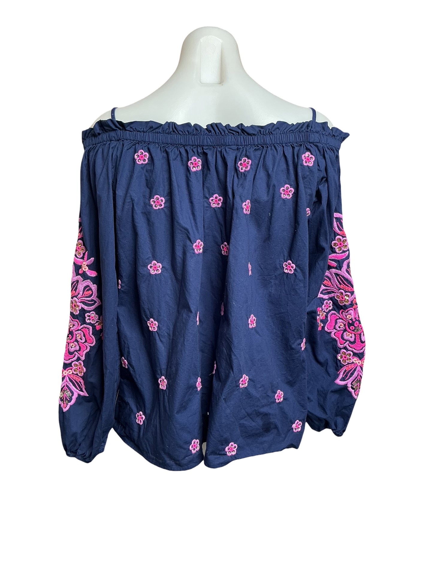 Lilly Pulitzer Jaeda Off-The-Shoulder Top High Tide Navy - Size M