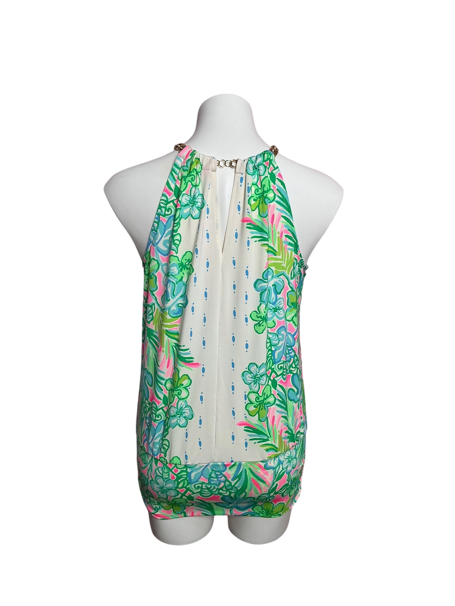 Lilly Pulitzer Bowen Halter Top Resort White Coconut Row Engineered Knit Top - Size XS