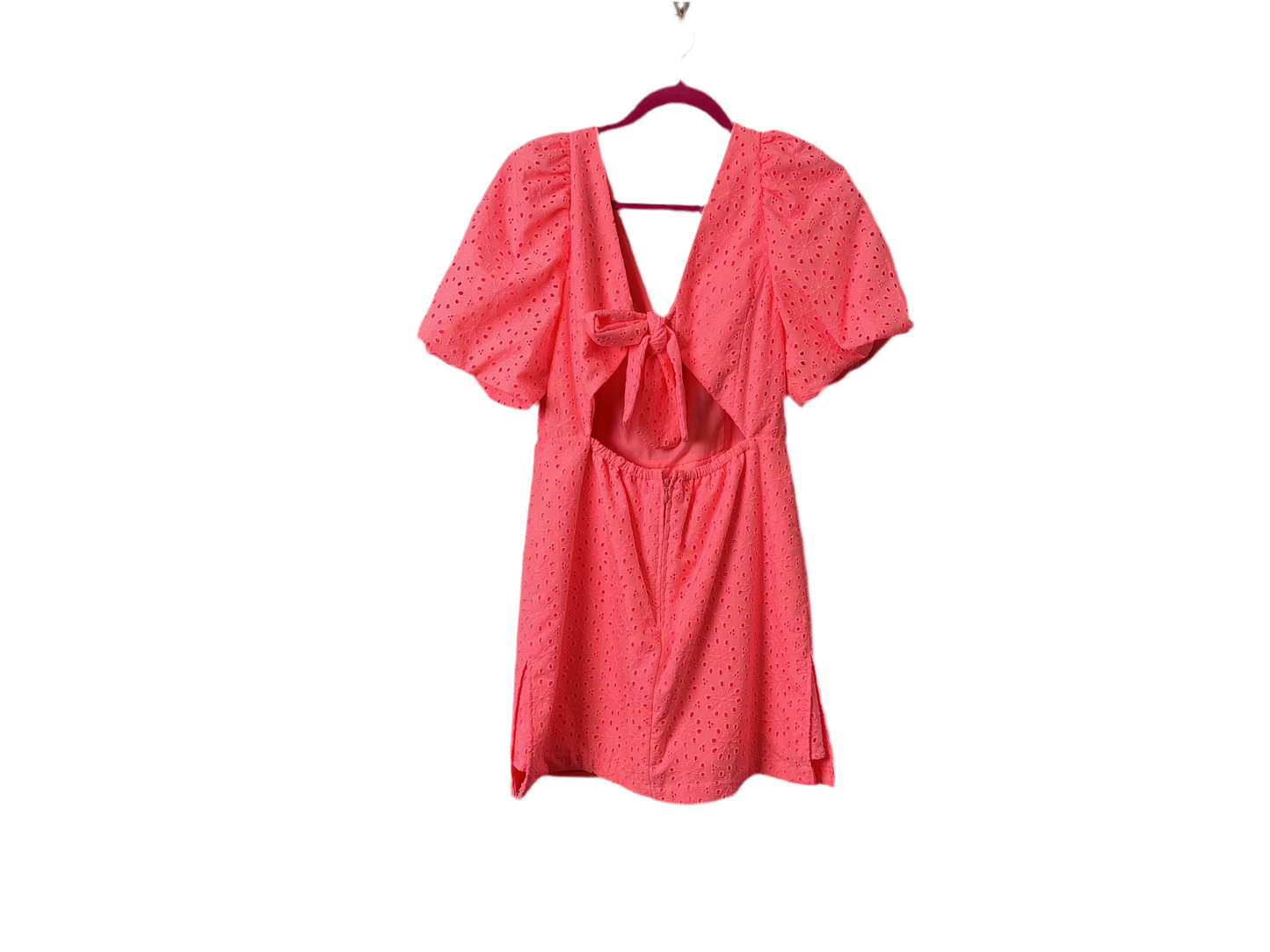 Lilly Pulitzer Celestine V-Neck Romper Sunrise Coral Neon Sunburst Eyelet - Size 2