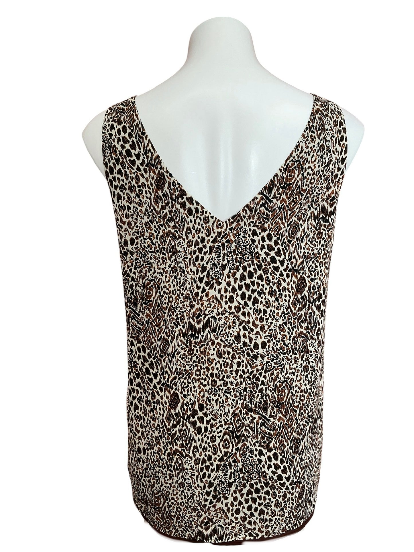 Lilly Pulitzer Florin Reversible V Neck Tank Top Brown Multi Leopard - Size XL