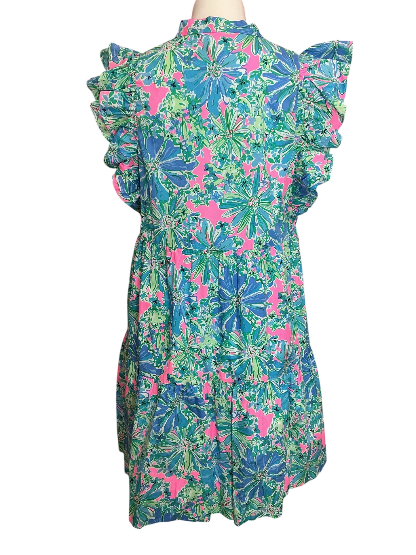 Lilly Pulitzer Aldena Ruffle Sleeve Cotton Dress Good Hare Day - Size L