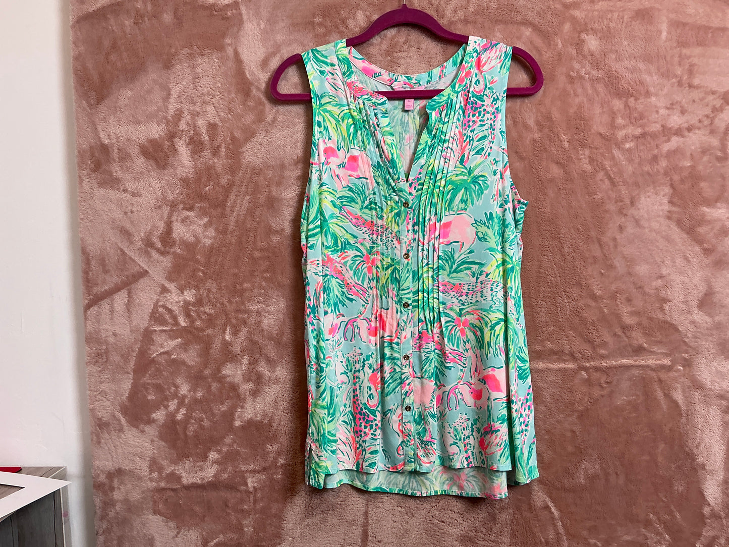 Lilly Pulitzer NWT Sleeveless Sarasota Top SeaSalt Blue On Parade - Size M