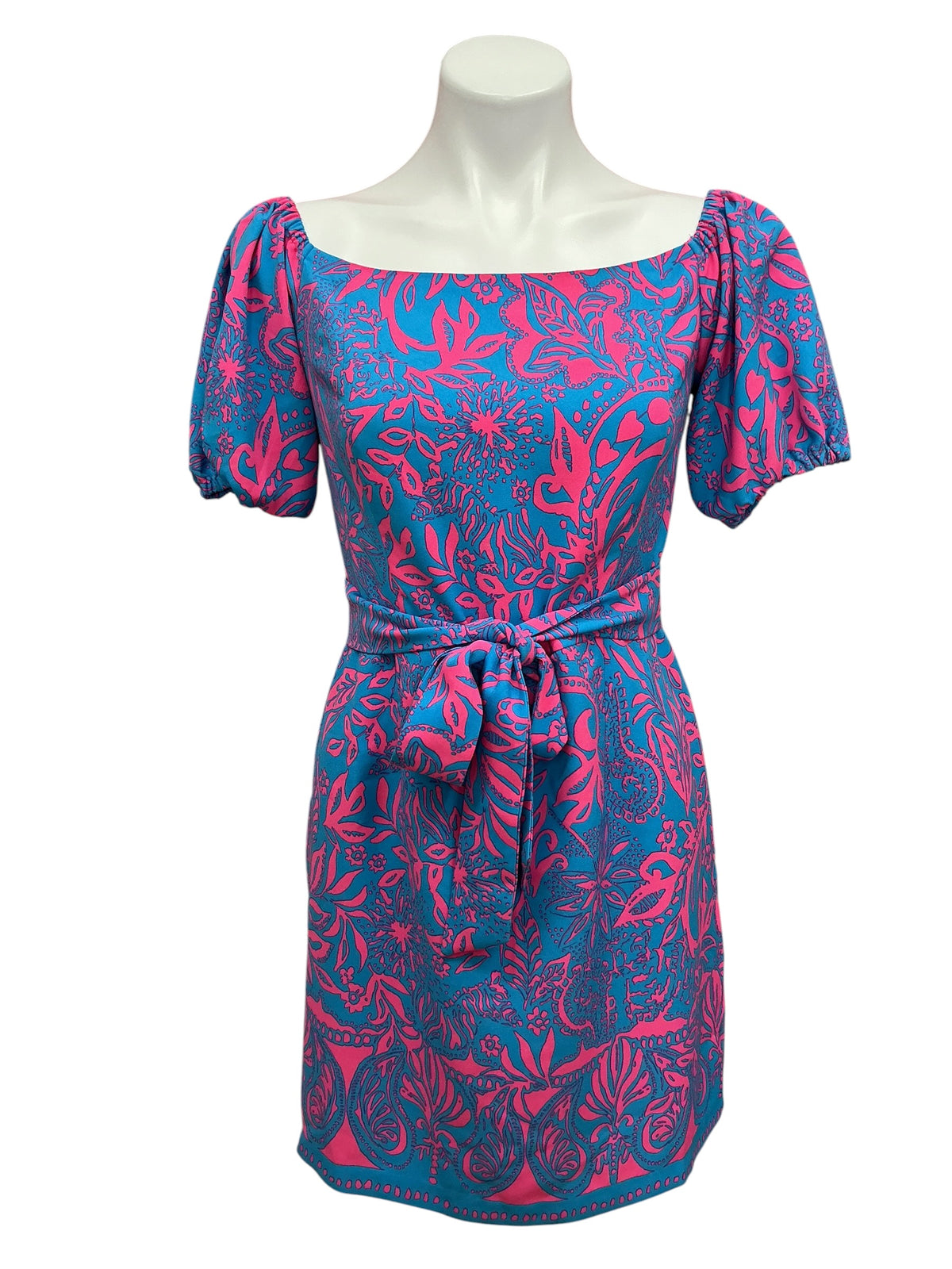 Lilly Pulitzer Jada Off-The-Shoulder Romper Leaf An Impression Aura Pink - Size 6