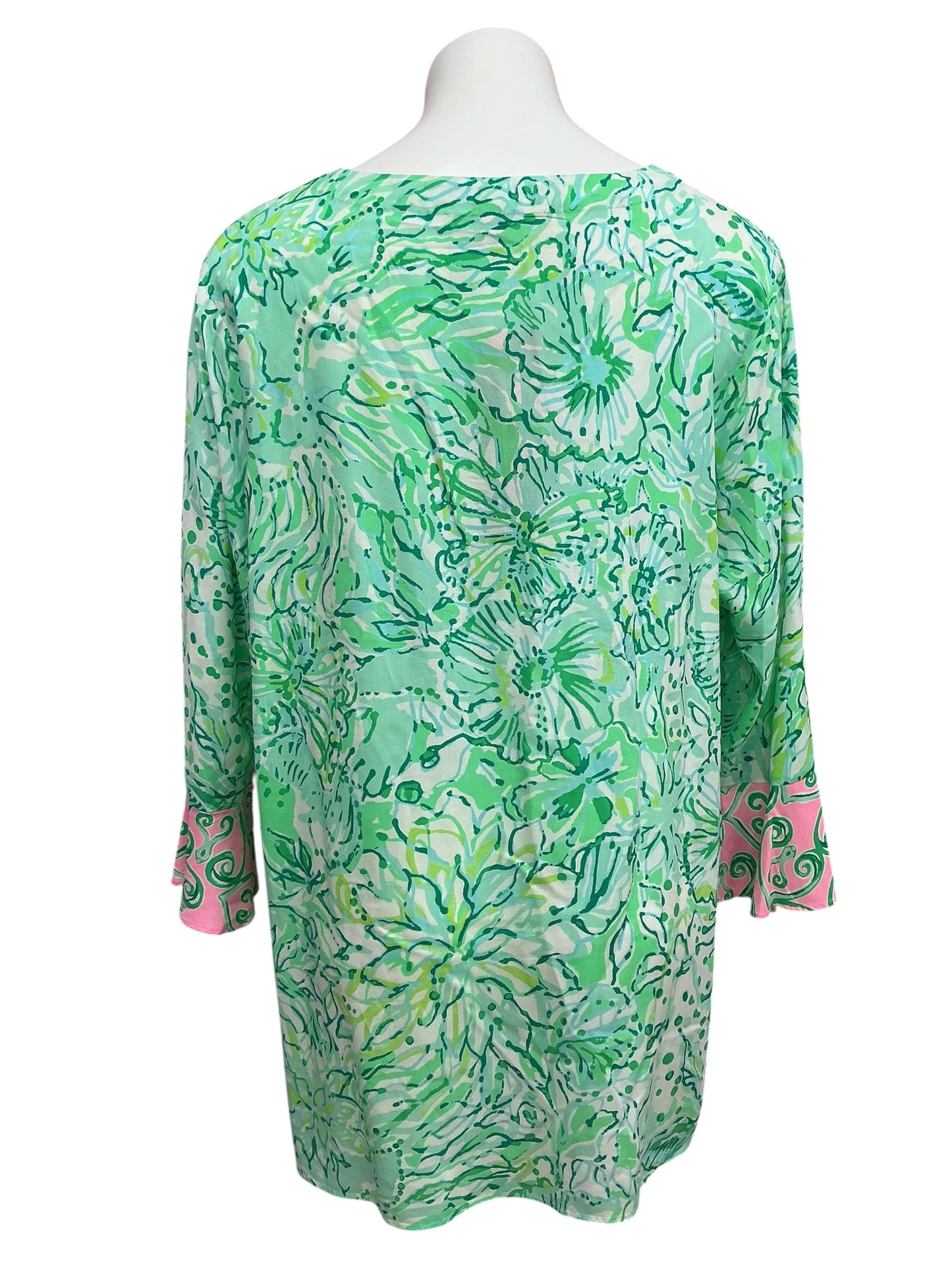 Lilly Pulitzer Keona Tunic Top Resort Aqua Hopelessly Devoted - Size XL