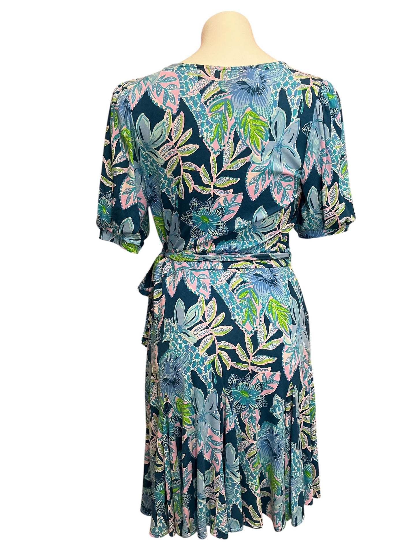Lilly Pulitzer Kessler Wrap Dress Macaw Blue Tall Me About It - Size M