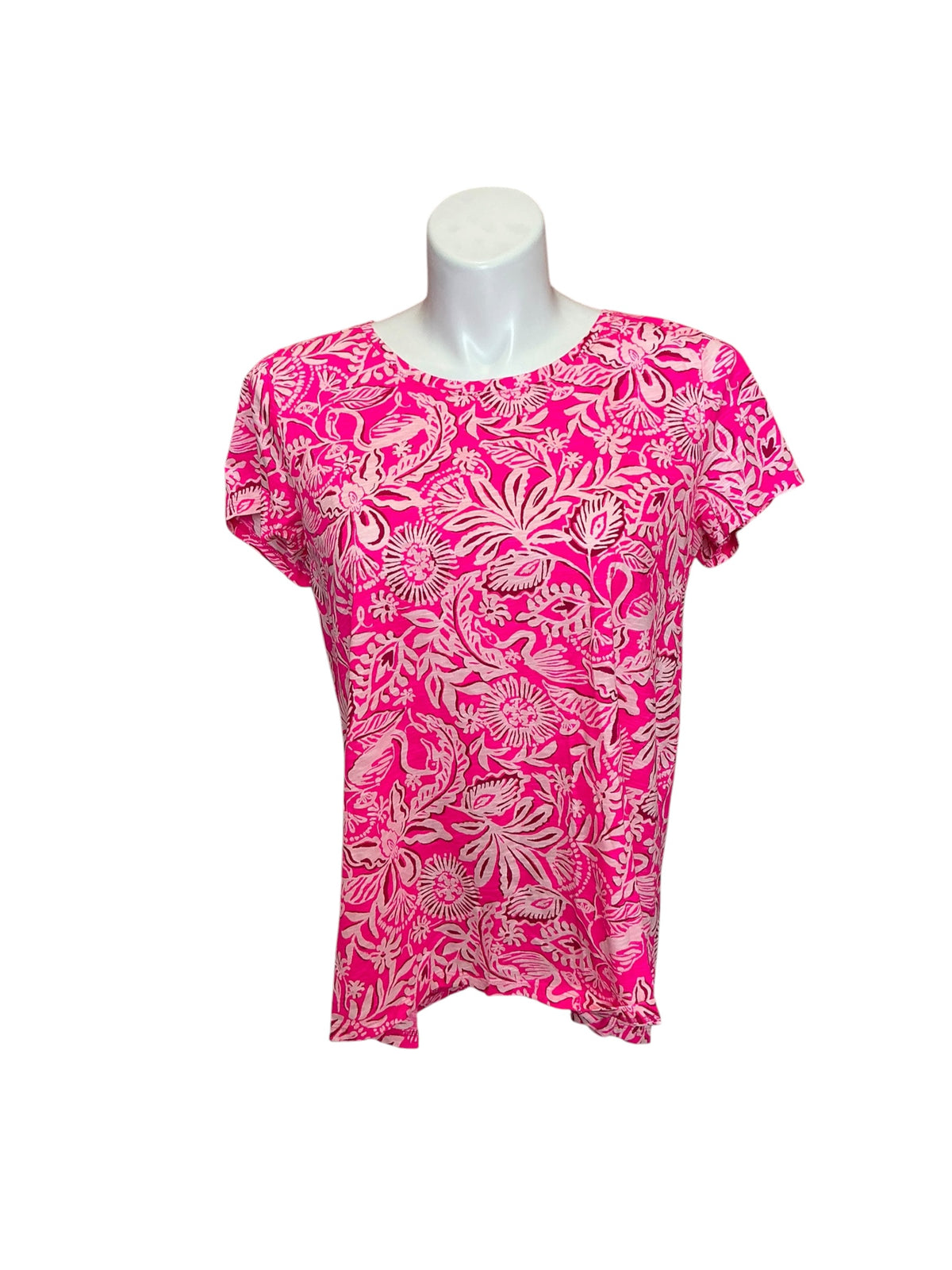 Lilly Pulitzer Etta Scoop Neck Top Passion Fruit Pink Absolutely Flamazing - Size XL
