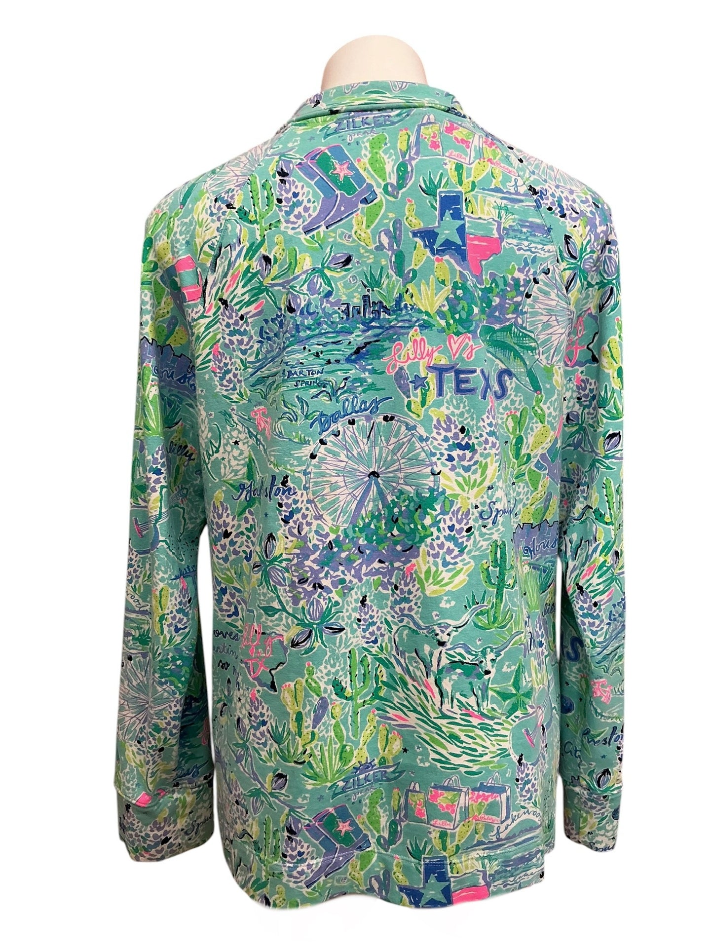 Lilly Pulitzer UPF 50+ Skipper Popover Bayside Blue Lilly Loves Texas - Size XL