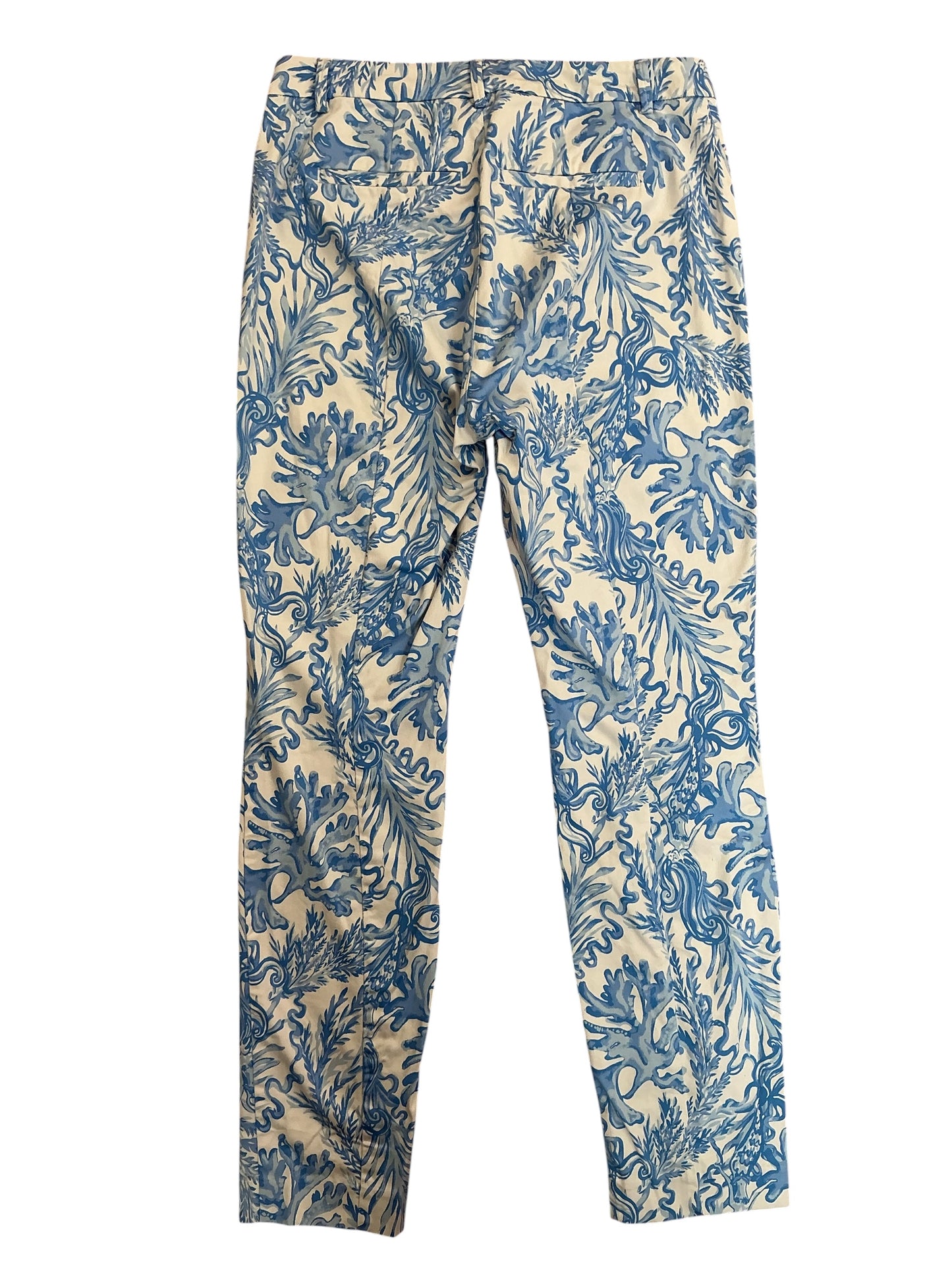 Lilly Pulitzer Kelly Skinny Ankle Pants Coastal Blue Fancy Feet - Size 4