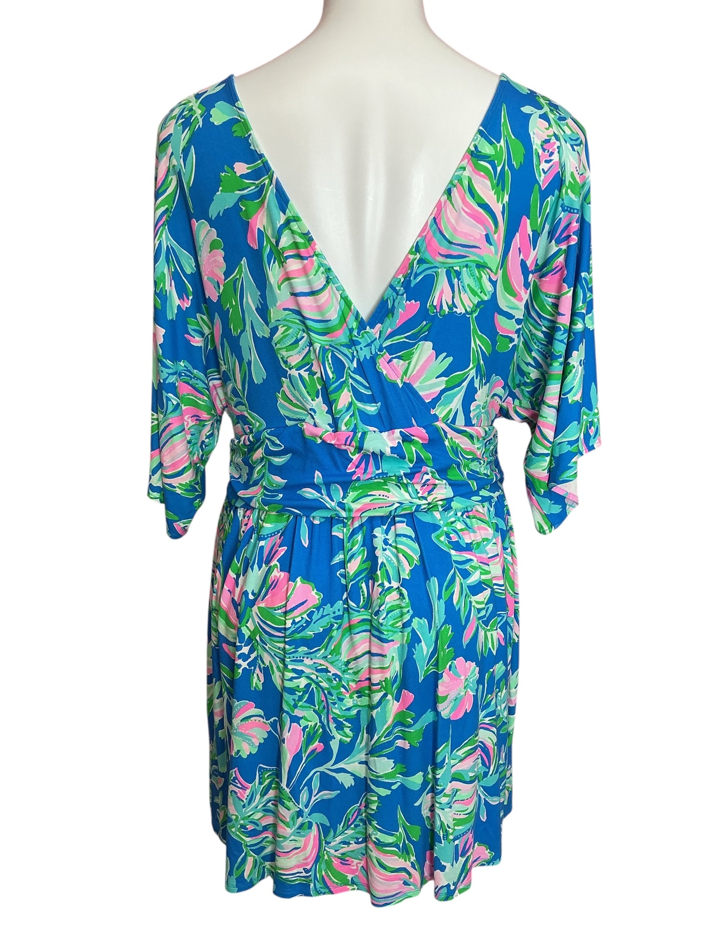 Lilly Pulitzer Parigi Skort Romper Blue Flare Fancy Fins - Size XL