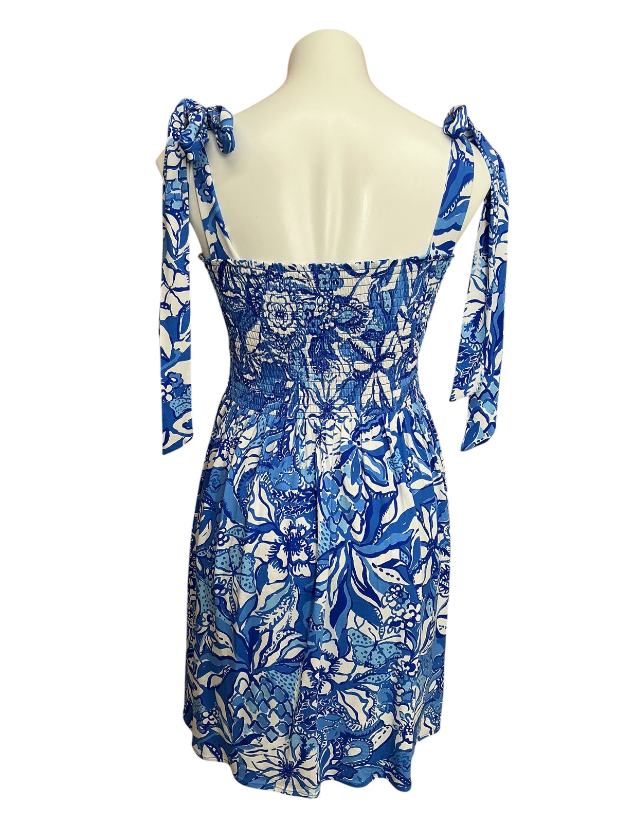 Lilly Pulitzer Rivera Smocked Romper Blue Tang Flocking Fabulous - Size M
