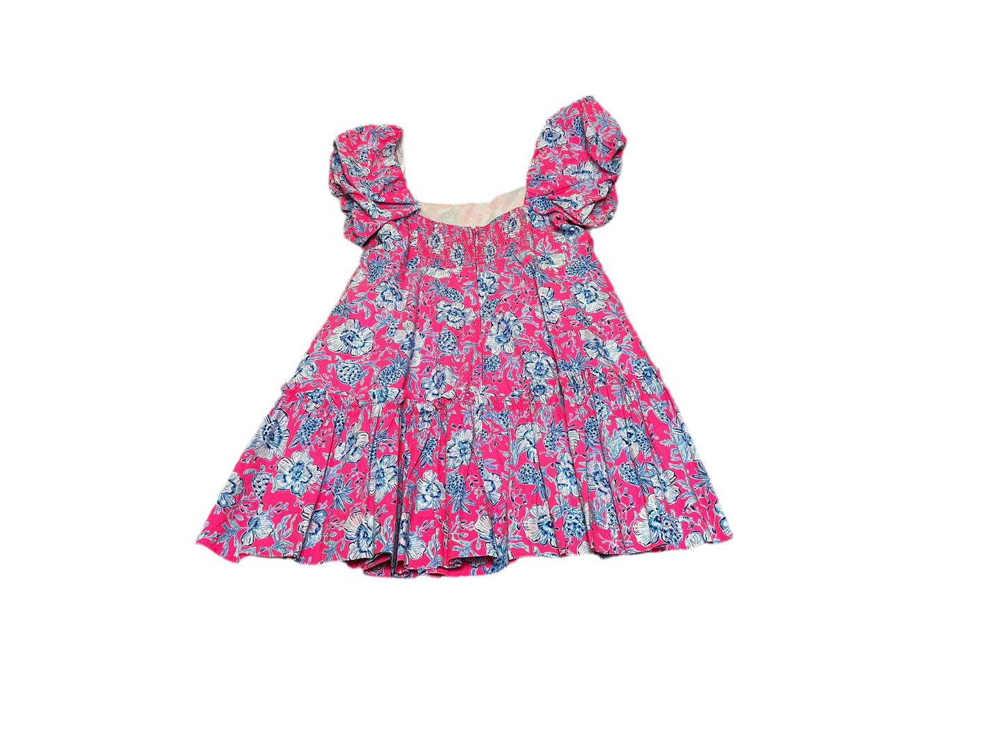 Lilly Pulitzer Nastia Floral Cotton Puff-Sleeve Minidress ROXIE PINK Dress - Size 14