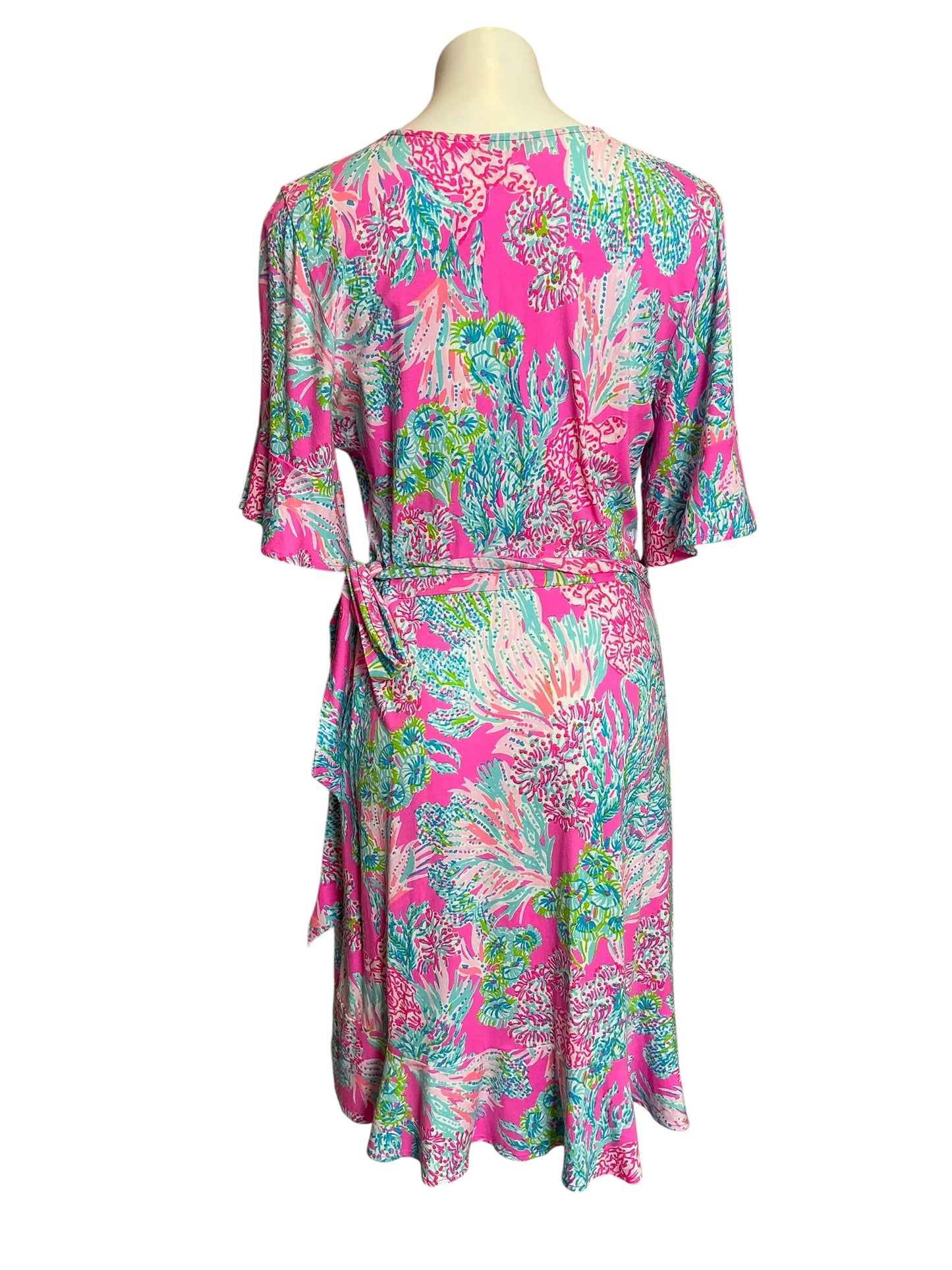 Lilly Pulitzer Isella Wrap Dress Prosecco Pink Seaing Things - Size L