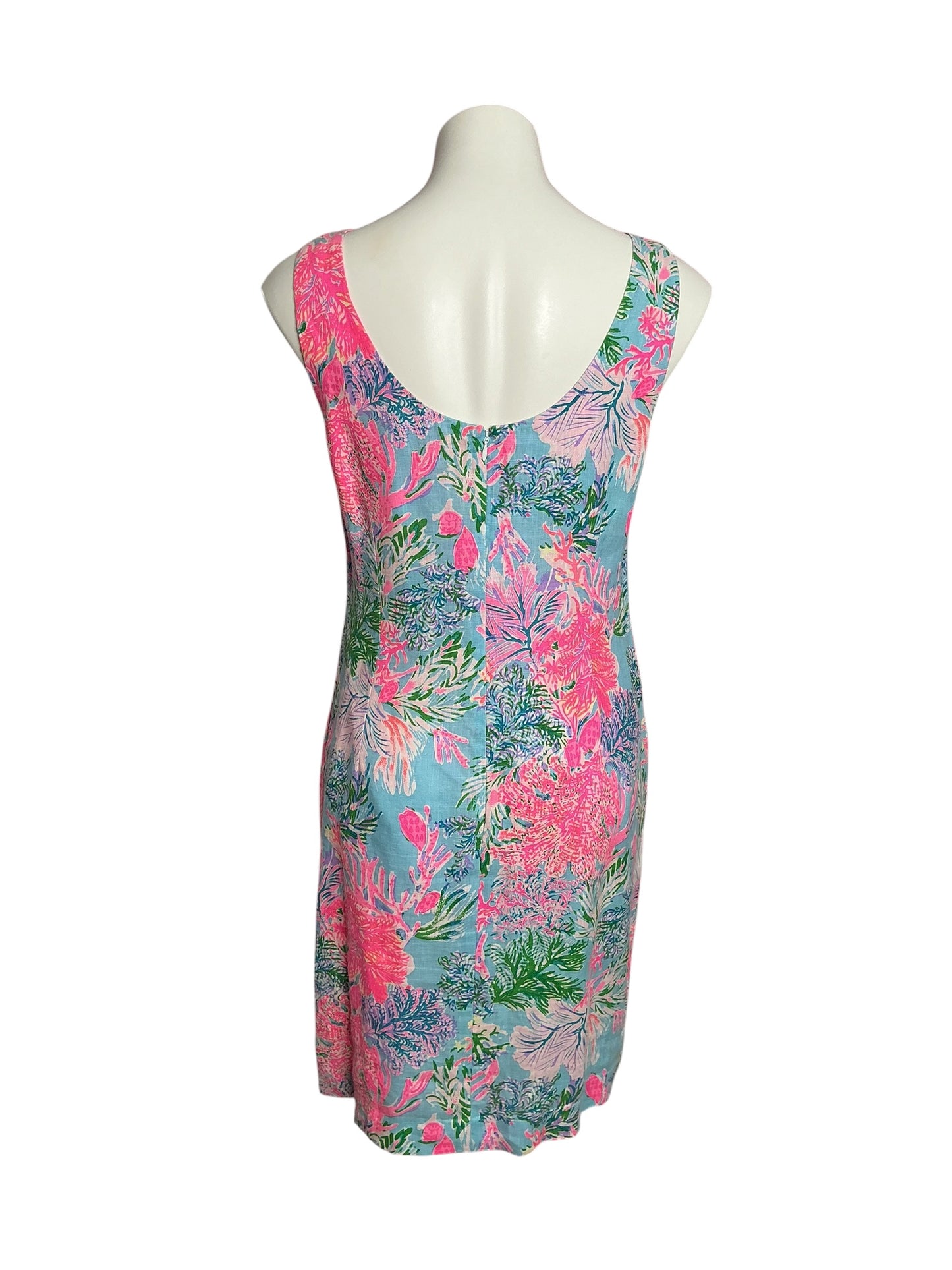 Lilly Pulitzer Maurina Linen Shift Dress Celestial Blue Cay To My Heart - Size 8